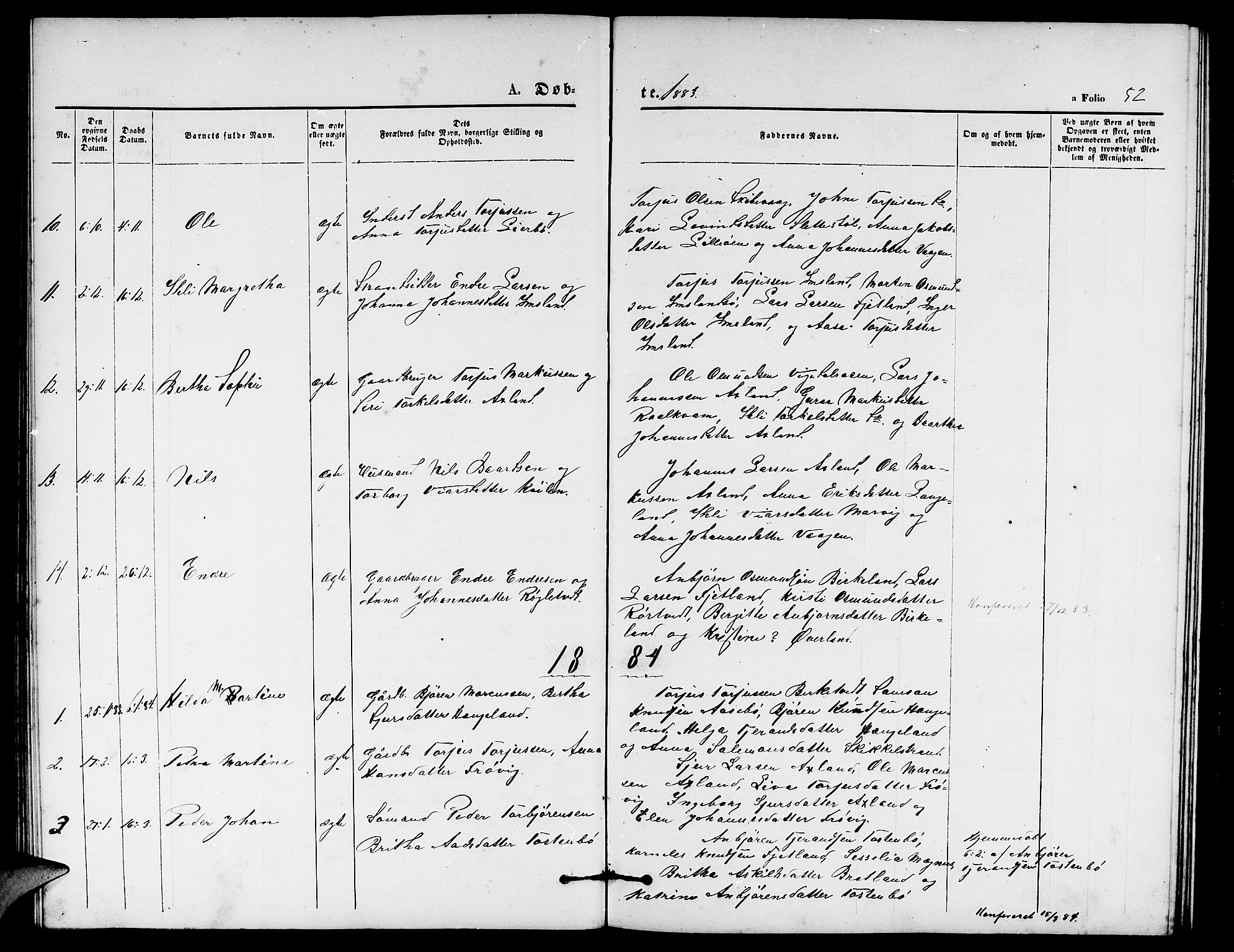 Vikedal sokneprestkontor, SAST/A-101840/01/V: Parish register (copy) no. B 4, 1868-1890, p. 52