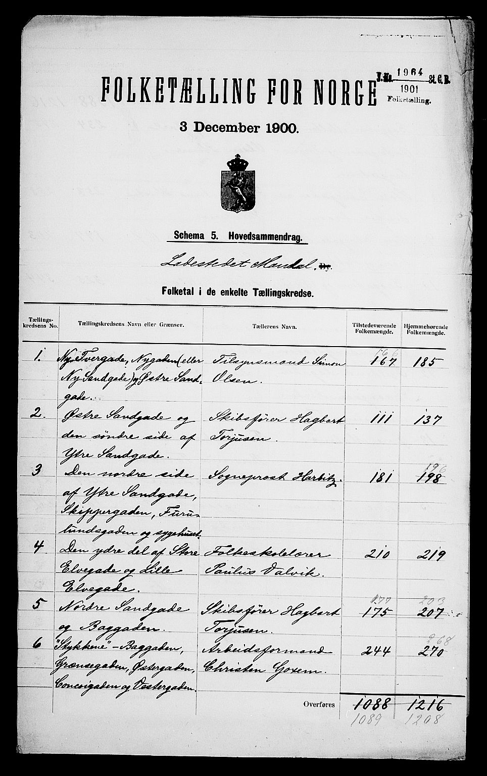 SAK, 1900 census for Mandal, 1900, p. 2