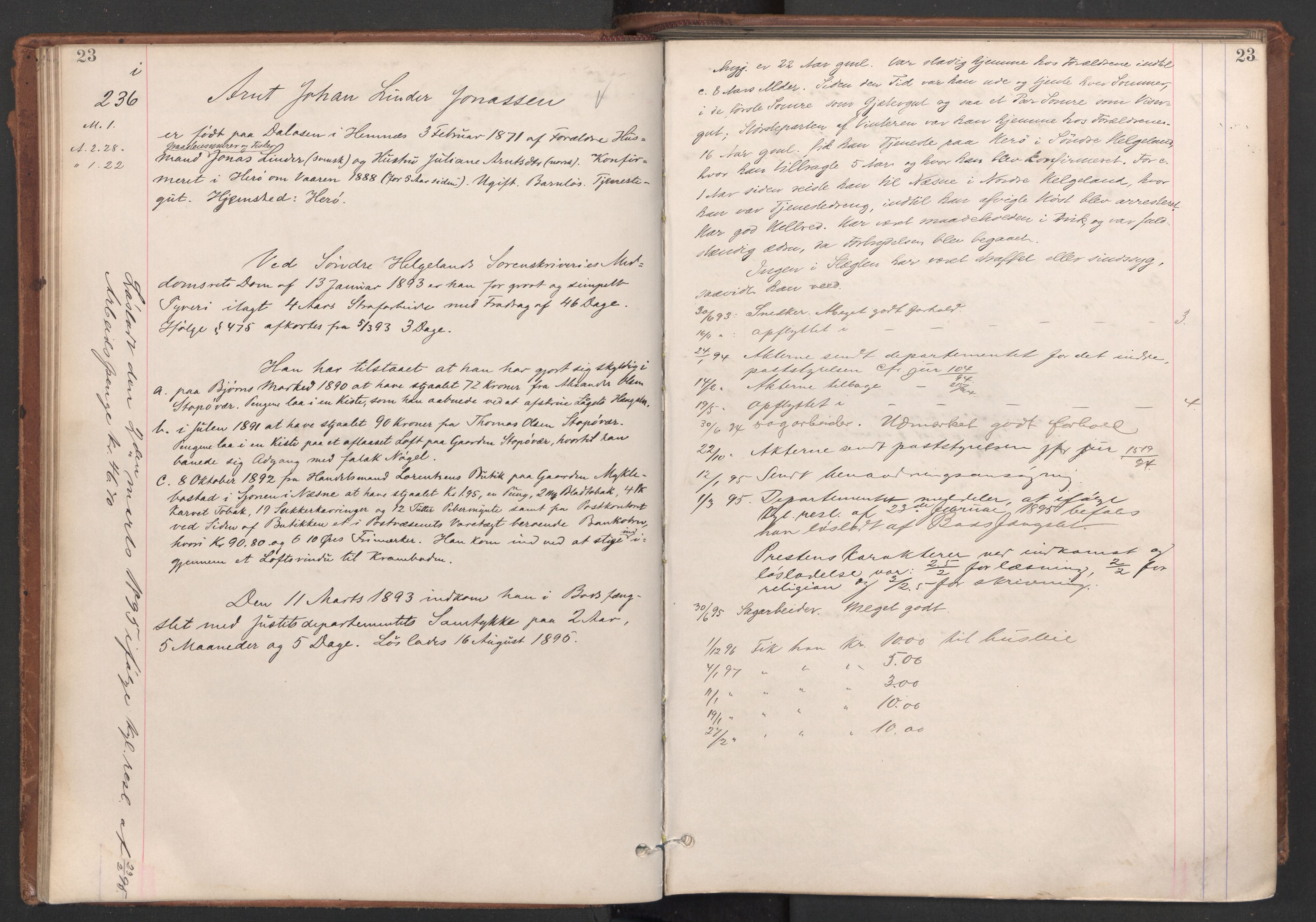 Botsfengslet, AV/RA-S-1539/D/Db/Dbb/L0028: 214i - 506i, 1893-1894, p. 23