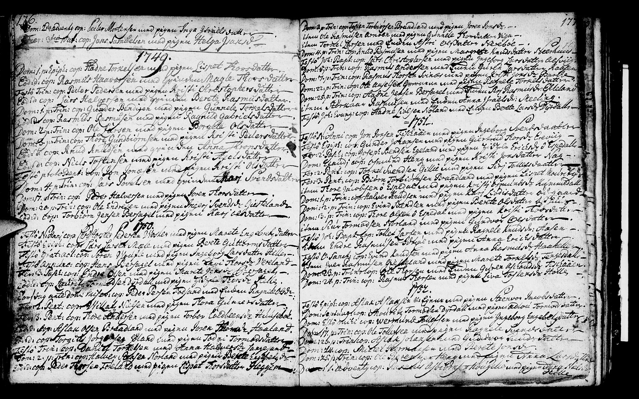 Strand sokneprestkontor, SAST/A-101828/H/Ha/Haa/L0002: Parish register (official) no. A 2, 1744-1768, p. 176-177