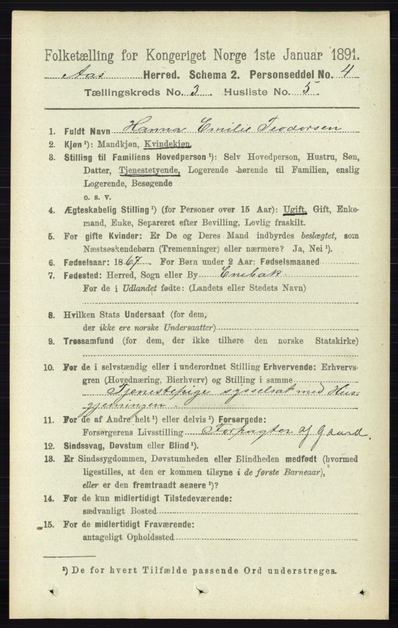 RA, 1891 census for 0214 Ås, 1891, p. 2159