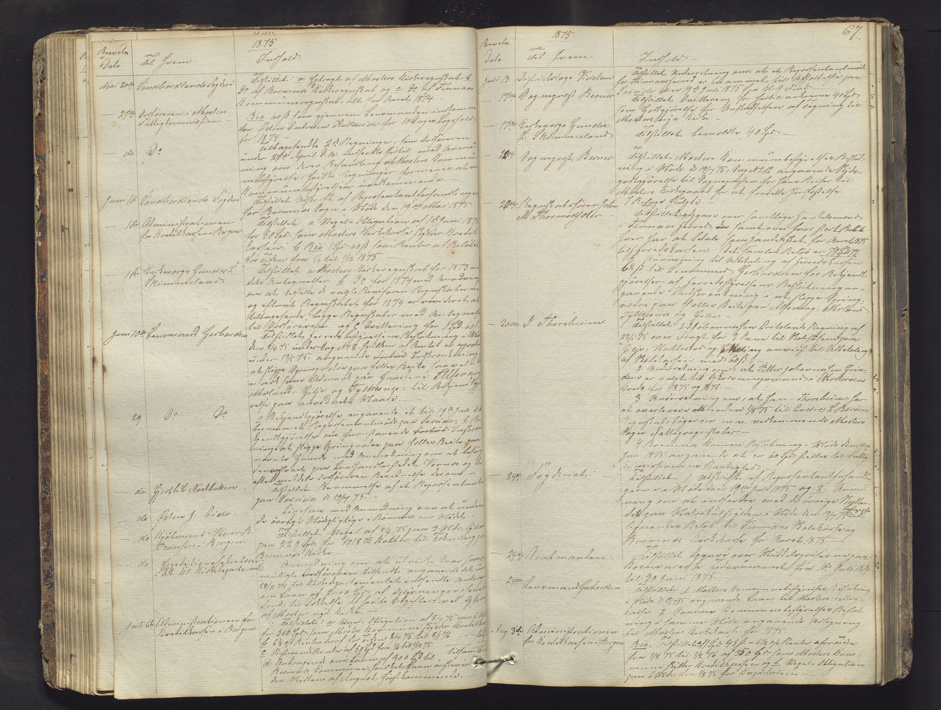 Finnaas kommune. Formannskapet, IKAH/1218a-021/B/Ba/L0001: Kopibok for formannskapet, 1838-1892, p. 67