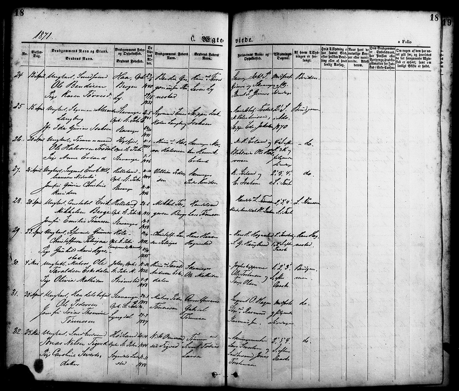 St. Petri sokneprestkontor, AV/SAST-A-101813/001/30/30BA/L0010: Parish register (official) no. A 10, 1869-1878, p. 18