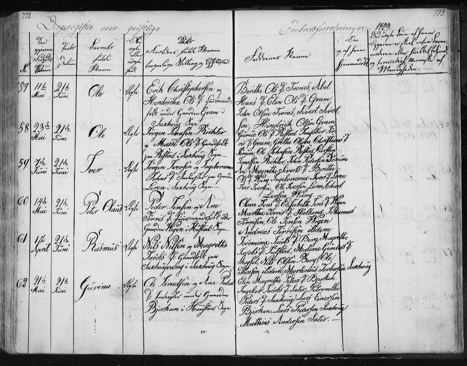 Ministerialprotokoller, klokkerbøker og fødselsregistre - Nord-Trøndelag, SAT/A-1458/730/L0276: Parish register (official) no. 730A05, 1822-1830, p. 772-773