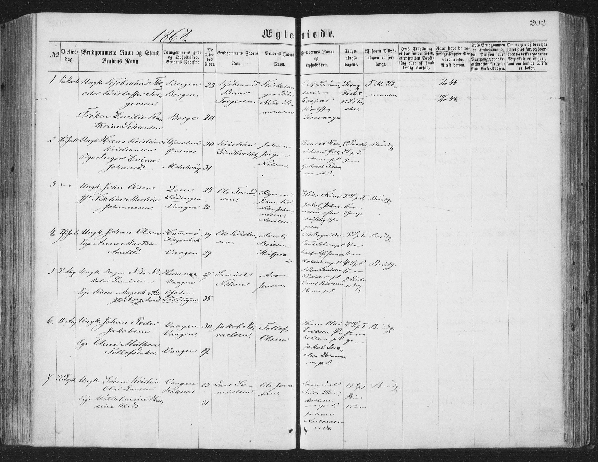 Ministerialprotokoller, klokkerbøker og fødselsregistre - Nordland, AV/SAT-A-1459/874/L1057: Parish register (official) no. 874A01, 1866-1877, p. 202