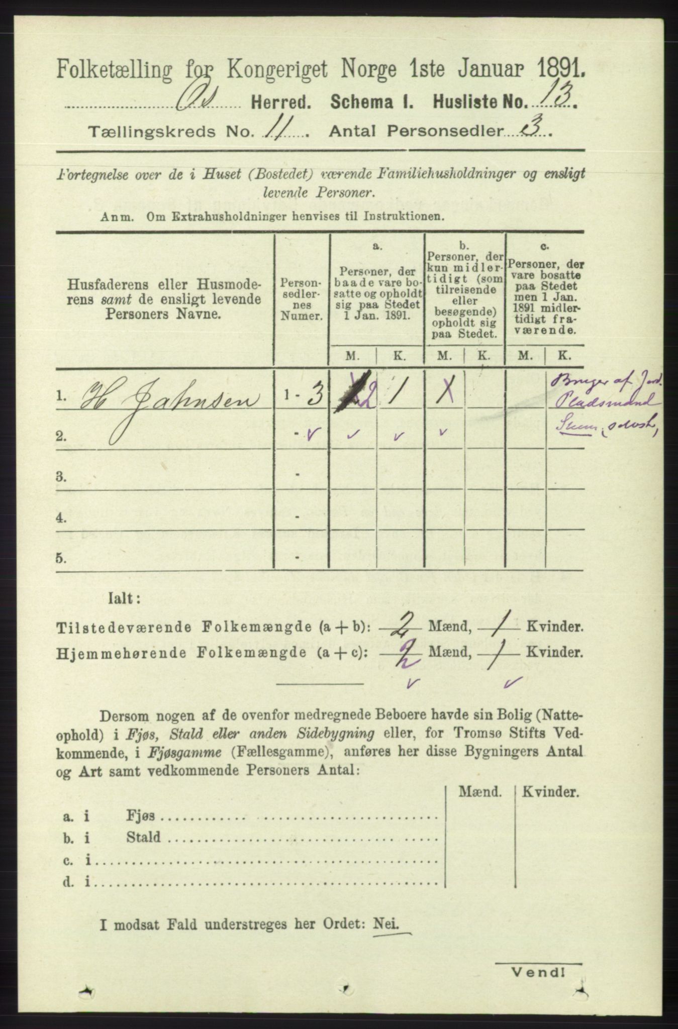 RA, 1891 census for 1243 Os, 1891, p. 2559