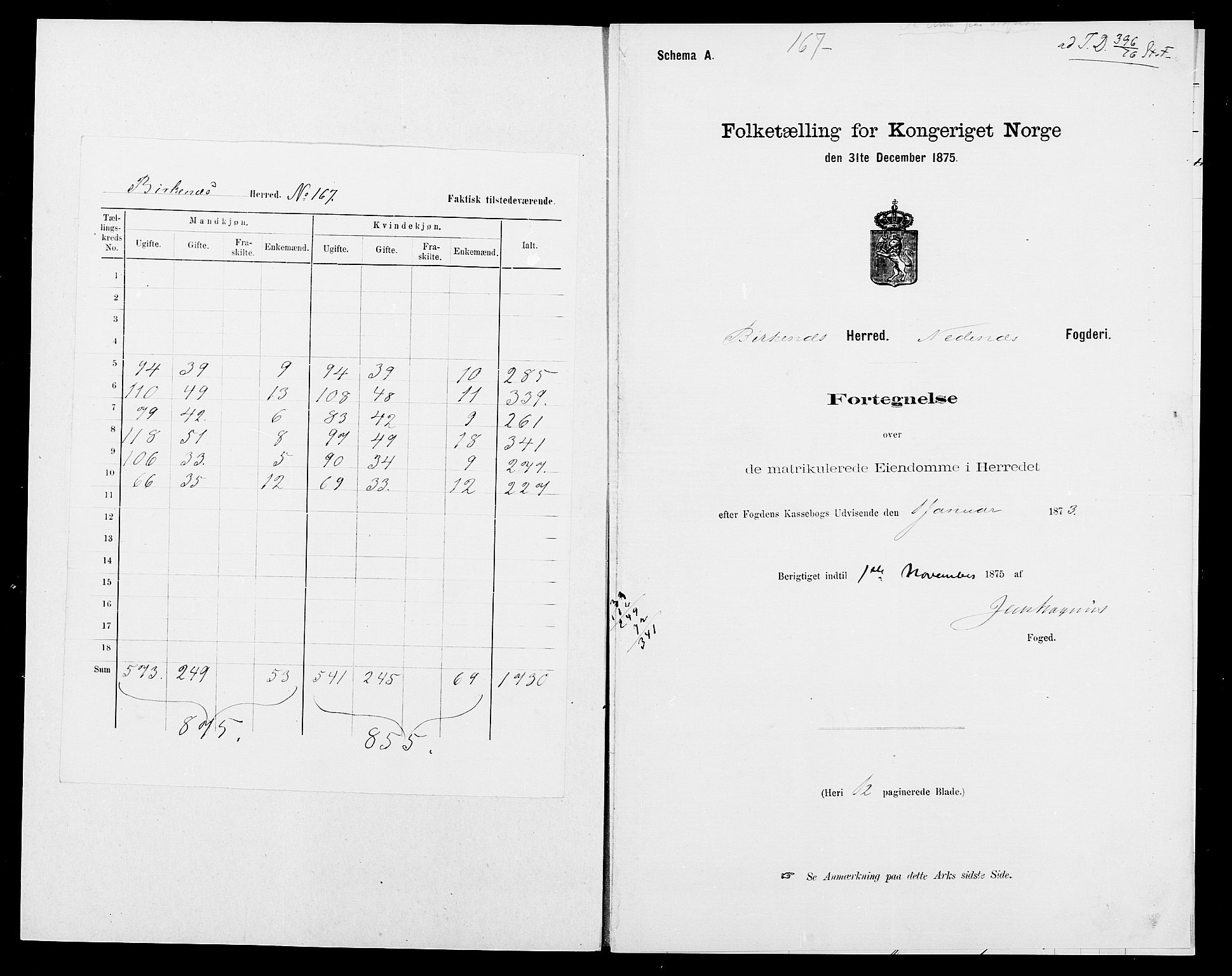 SAK, 1875 census for 1013P Tveit, 1875, p. 28