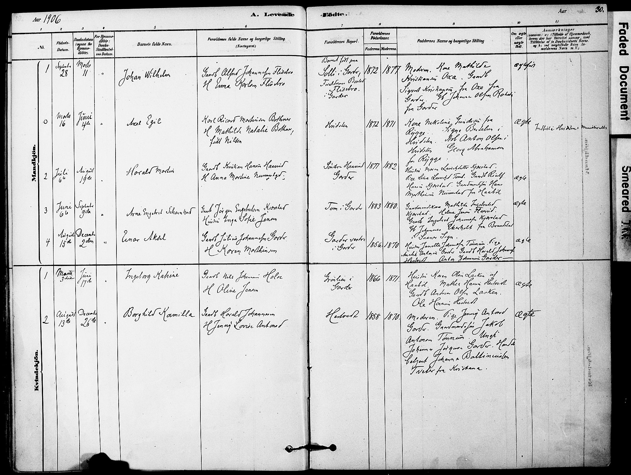 Vestby prestekontor Kirkebøker, AV/SAO-A-10893/F/Fa/L0011: Parish register (official) no. I 11, 1878-1913, p. 30