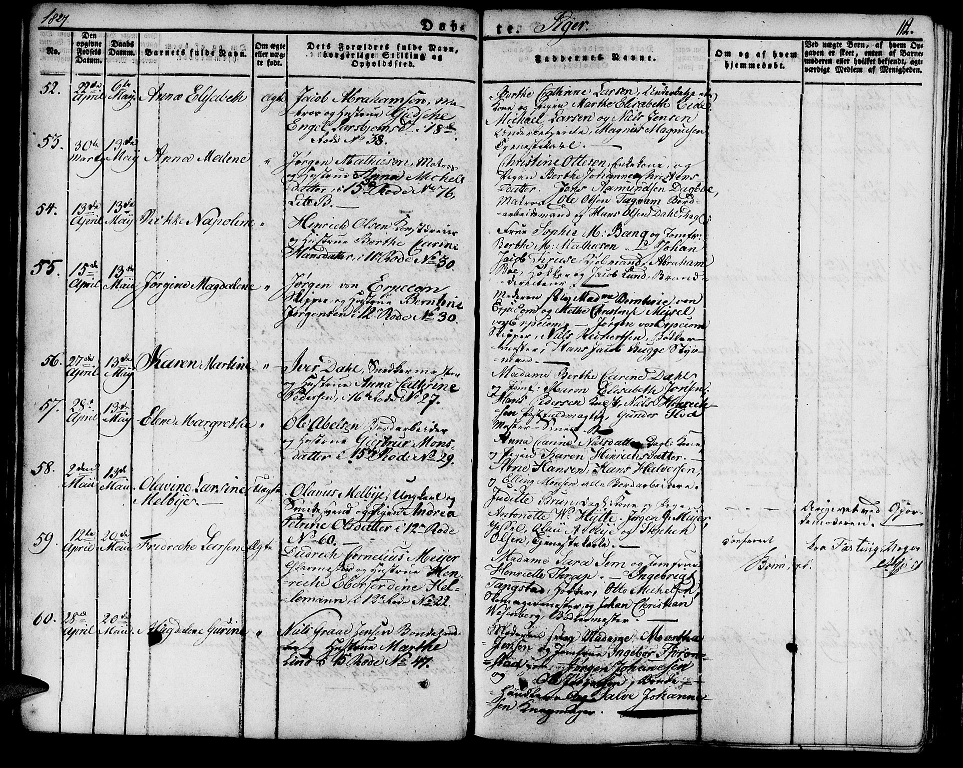 Domkirken sokneprestembete, SAB/A-74801/H/Haa/L0012: Parish register (official) no. A 12, 1821-1840, p. 112