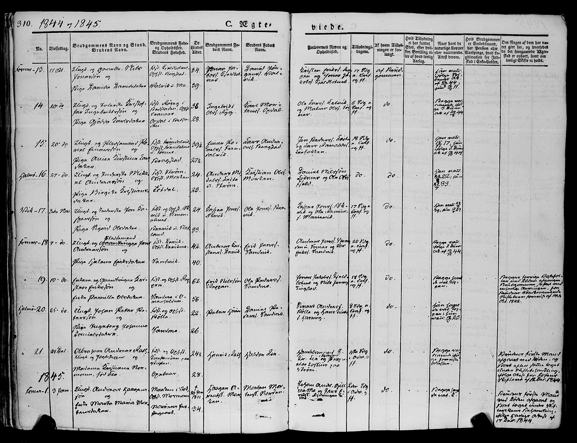 Ministerialprotokoller, klokkerbøker og fødselsregistre - Nord-Trøndelag, SAT/A-1458/773/L0614: Parish register (official) no. 773A05, 1831-1856, p. 310