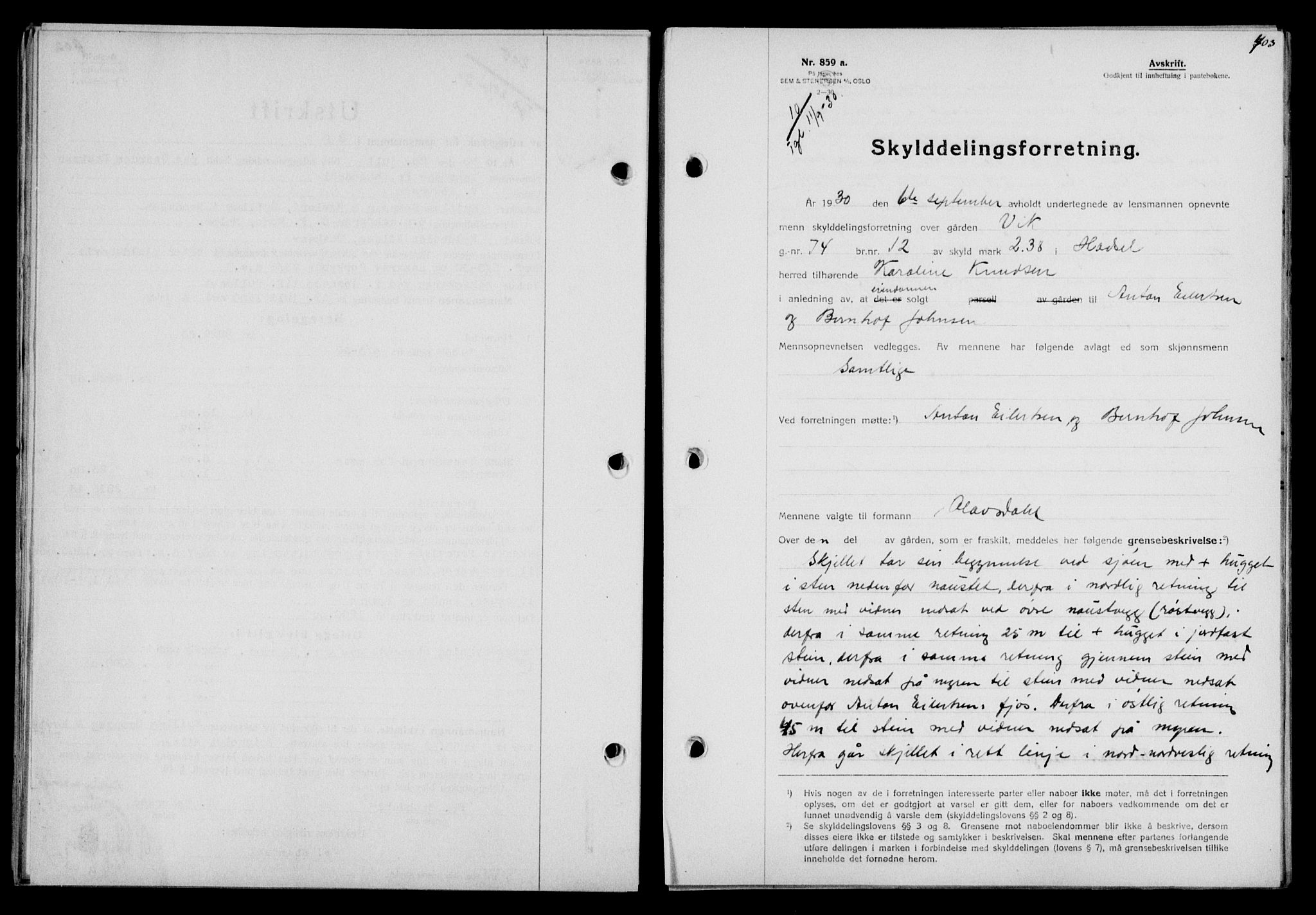 Vesterålen sorenskriveri, SAT/A-4180/1/2/2Ca/L0051: Mortgage book no. 44, 1930-1930, Deed date: 11.09.1930