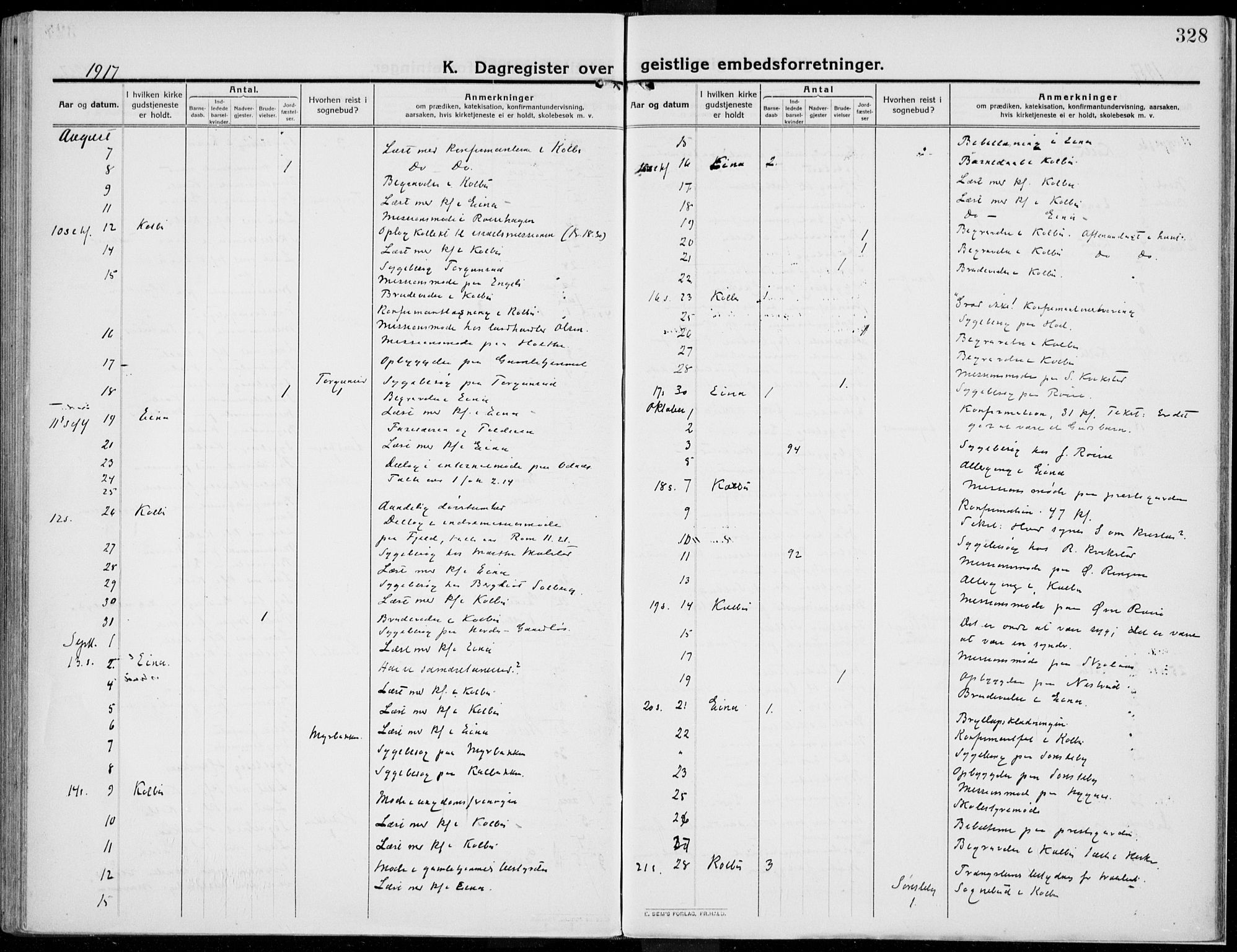 Kolbu prestekontor, AV/SAH-PREST-110/H/Ha/Haa/L0002: Parish register (official) no. 2, 1912-1926, p. 328