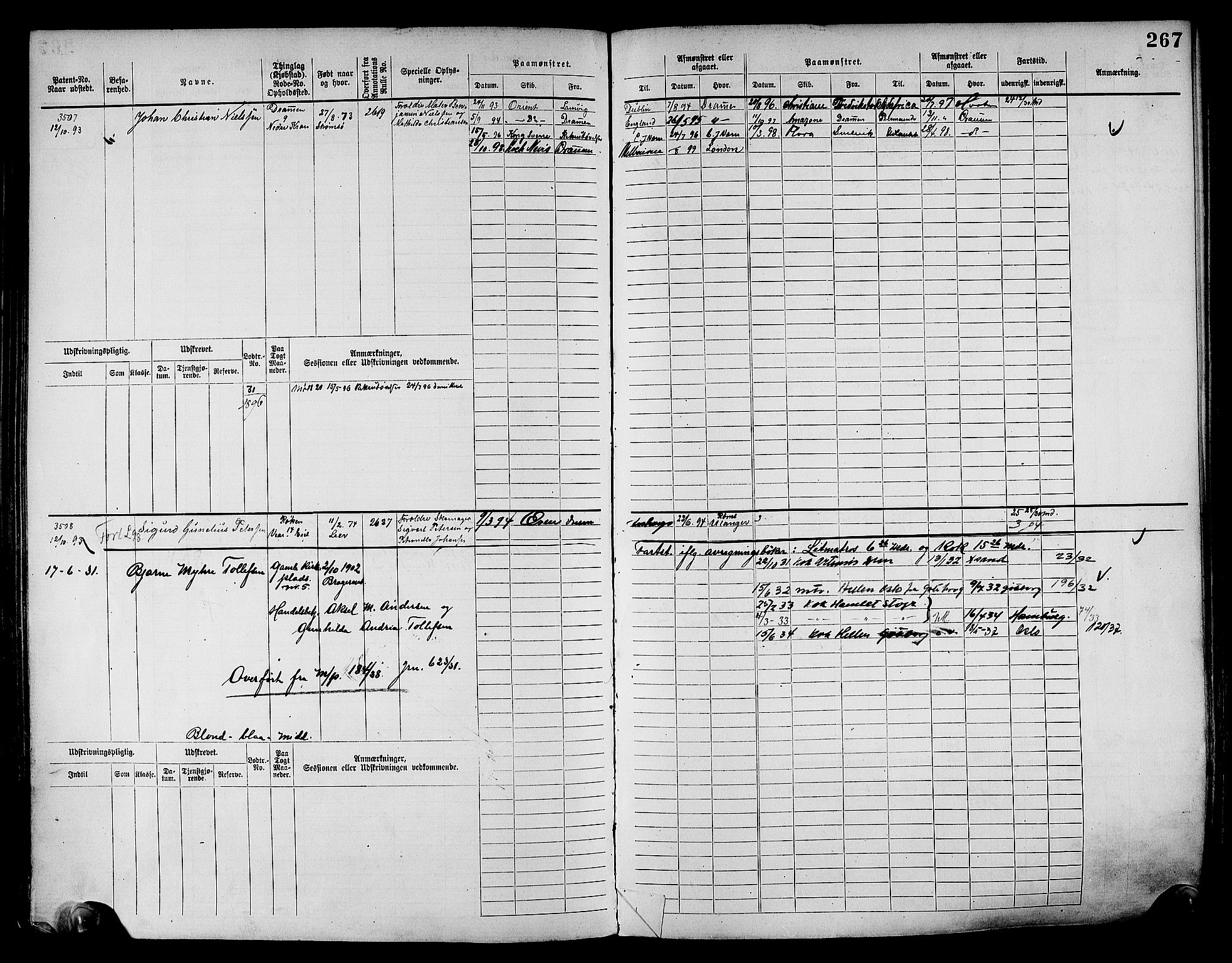 Drammen innrulleringsdistrikt, AV/SAKO-A-781/F/Fc/L0004: Hovedrulle, 1885, p. 273