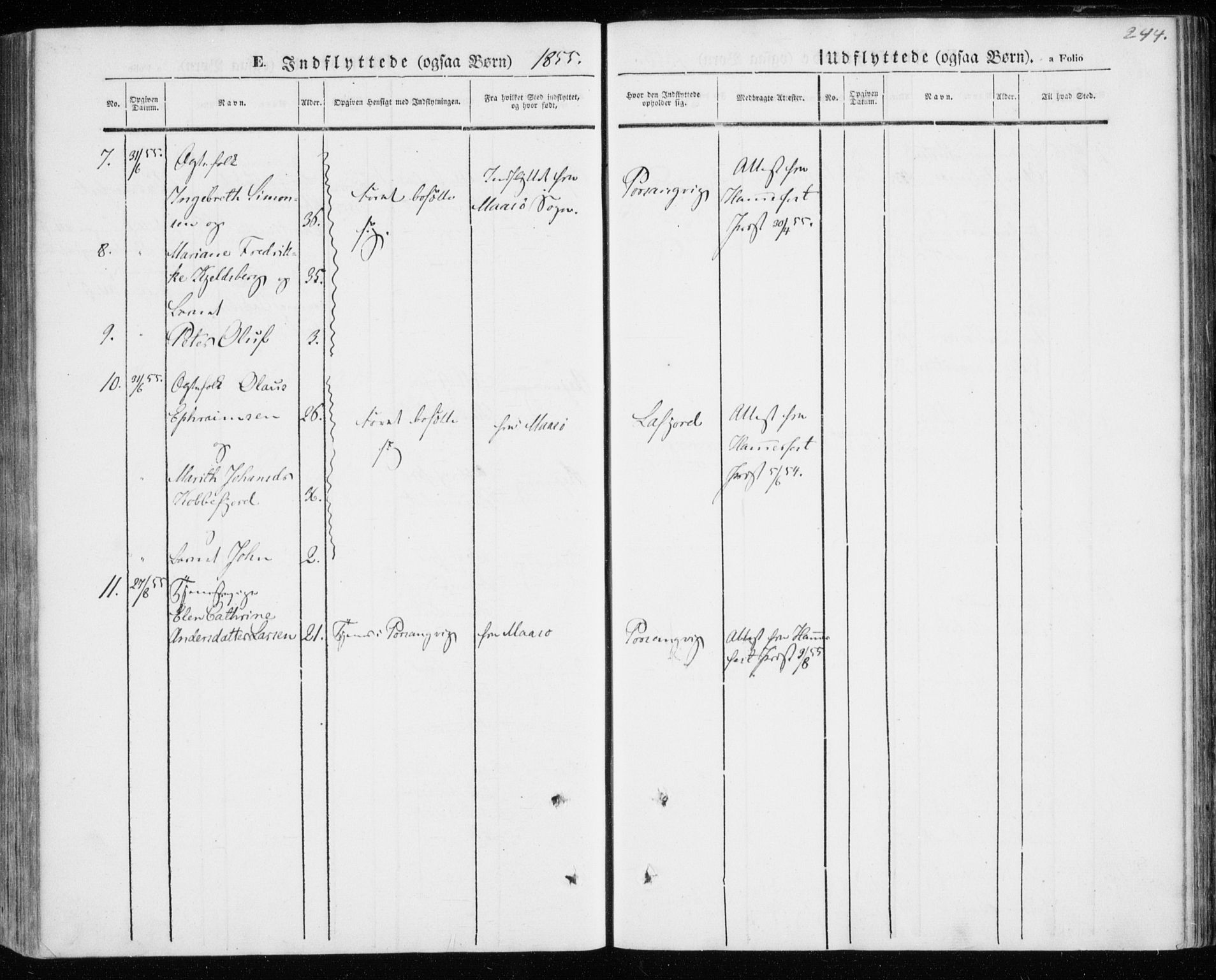 Kistrand/Porsanger sokneprestembete, SATØ/S-1351/H/Ha/L0004.kirke: Parish register (official) no. 4, 1843-1860, p. 244