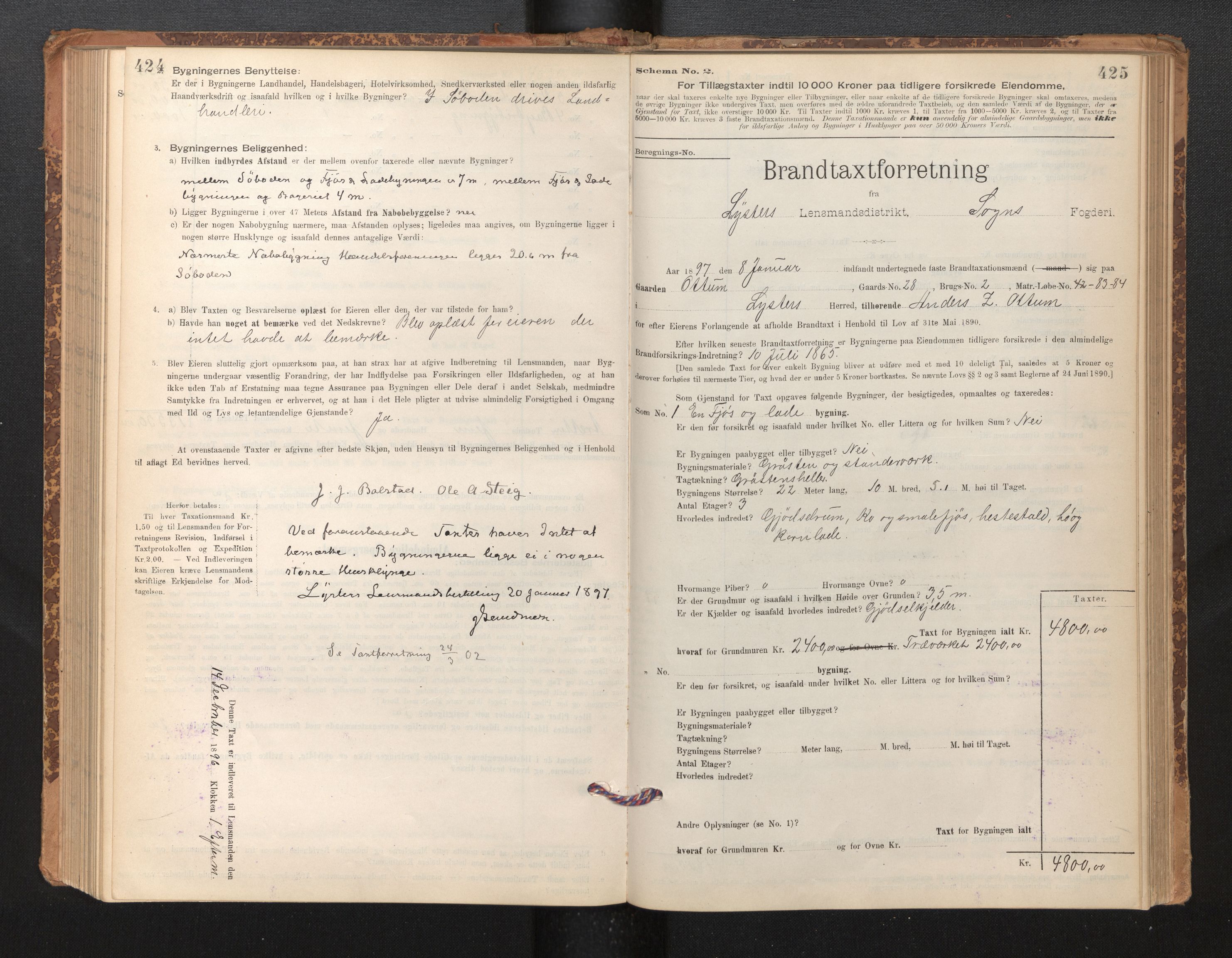 Lensmannen i Luster, SAB/A-29301/0012/L0007: Branntakstprotokoll, skjematakst, 1895-1935, p. 424-425