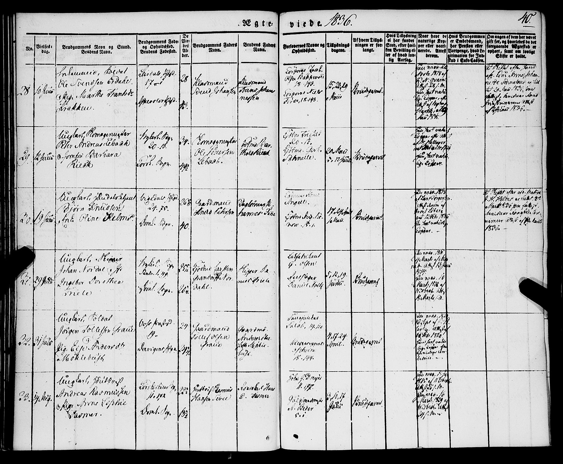 Korskirken sokneprestembete, SAB/A-76101/H/Haa/L0034: Parish register (official) no. D 1, 1832-1852, p. 40