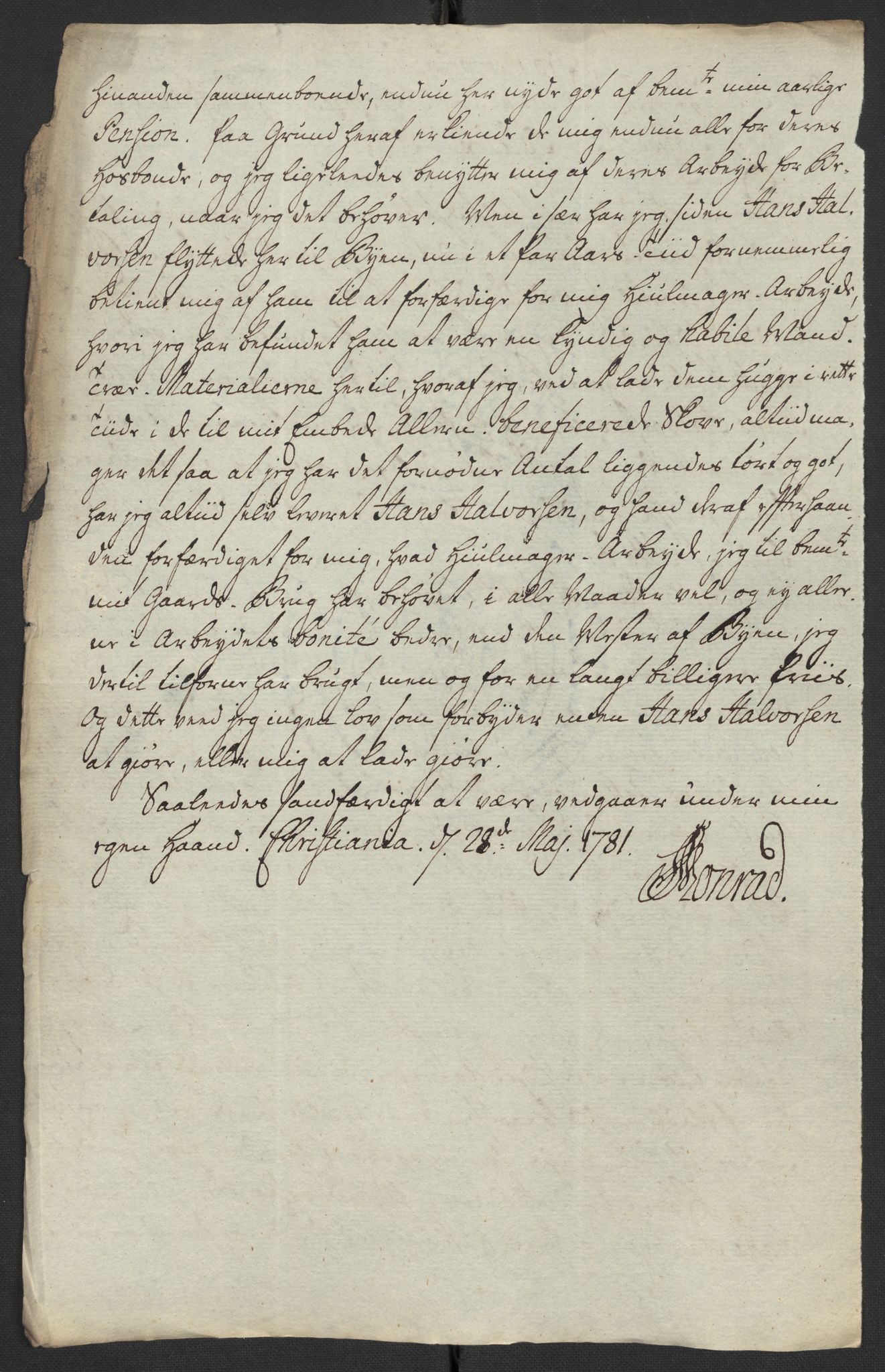 Oslo politidistrikt, AV/SAO-A-10085/D/Da/L0003: Innkomne brev, pro memoria m.v., 1781, p. 270