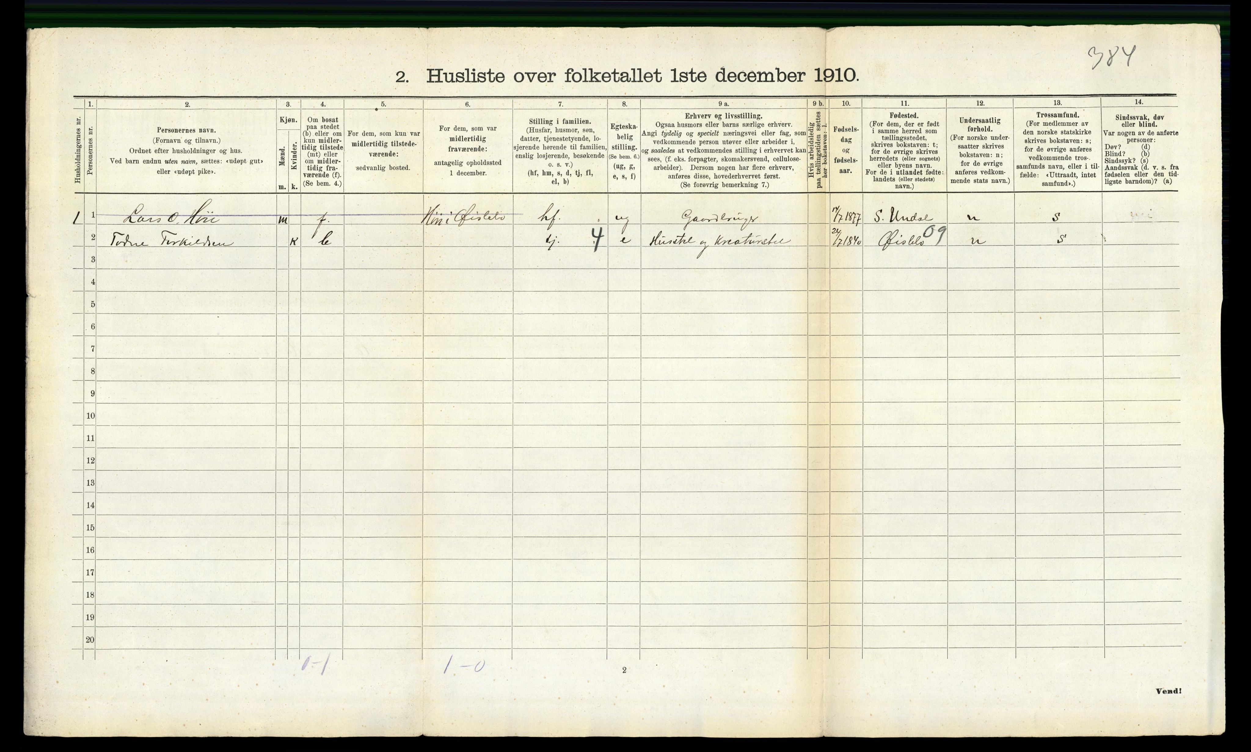 RA, 1910 census for Halse og Harkmark, 1910, p. 735