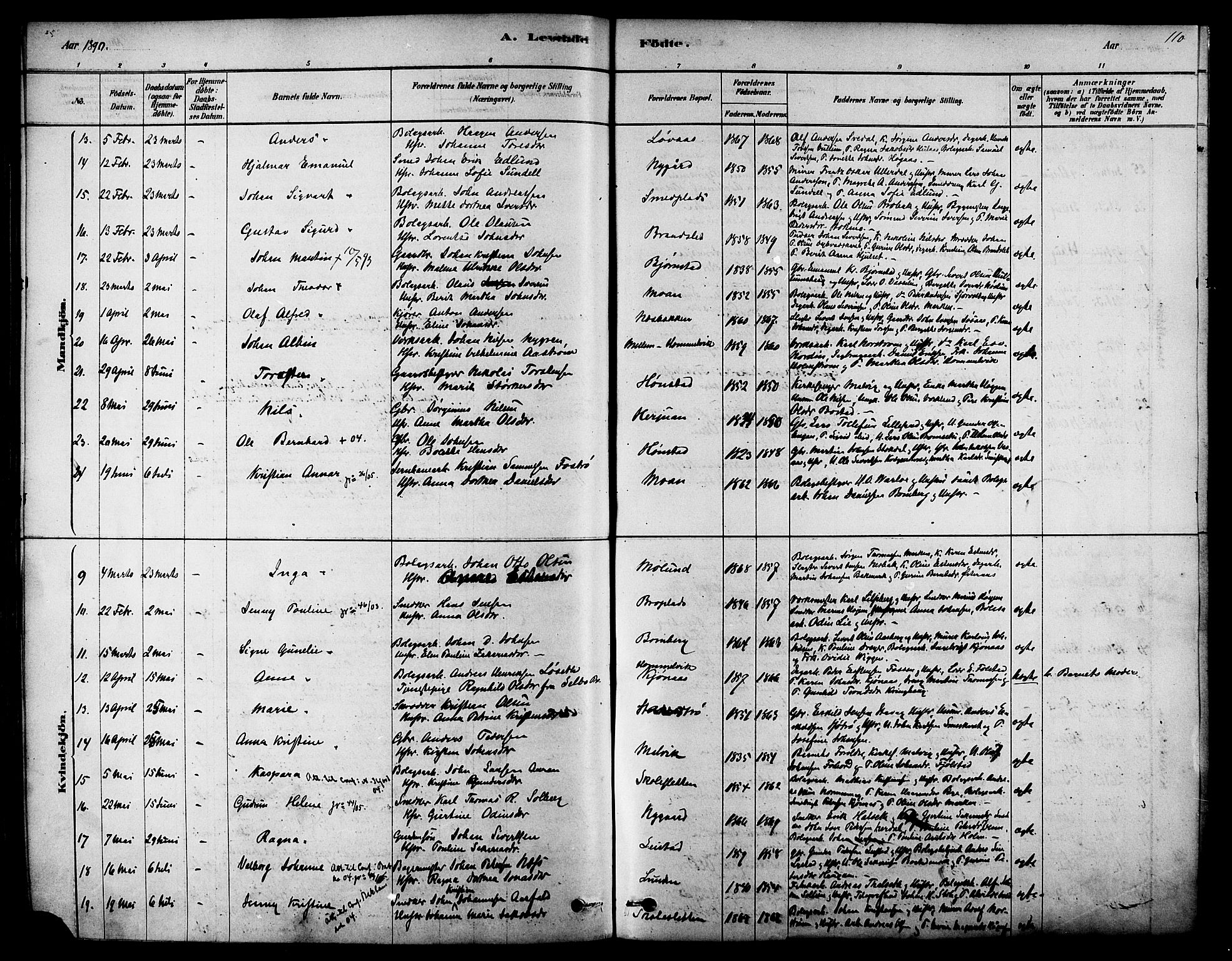 Ministerialprotokoller, klokkerbøker og fødselsregistre - Sør-Trøndelag, SAT/A-1456/616/L0410: Parish register (official) no. 616A07, 1878-1893, p. 110