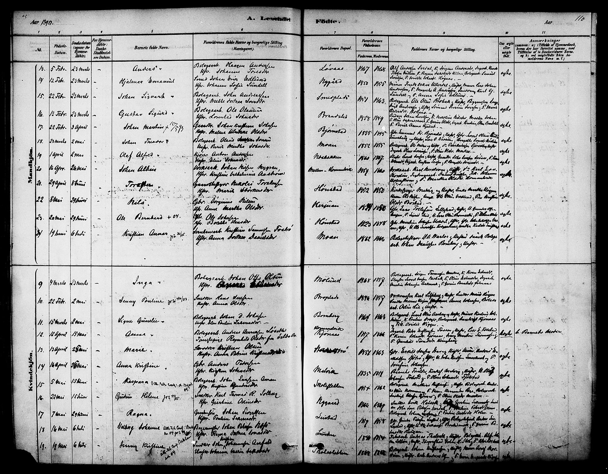 Ministerialprotokoller, klokkerbøker og fødselsregistre - Sør-Trøndelag, AV/SAT-A-1456/616/L0410: Parish register (official) no. 616A07, 1878-1893, p. 110