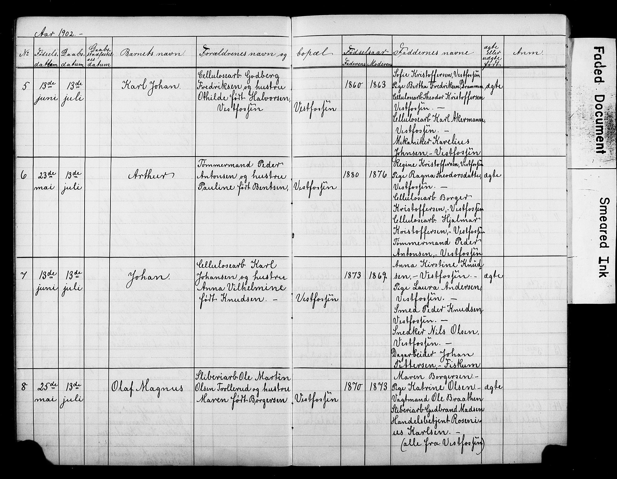 Eiker kirkebøker, AV/SAKO-A-4/F/Fb/L0008: Parish register (official) no. II 8, 1902-1913