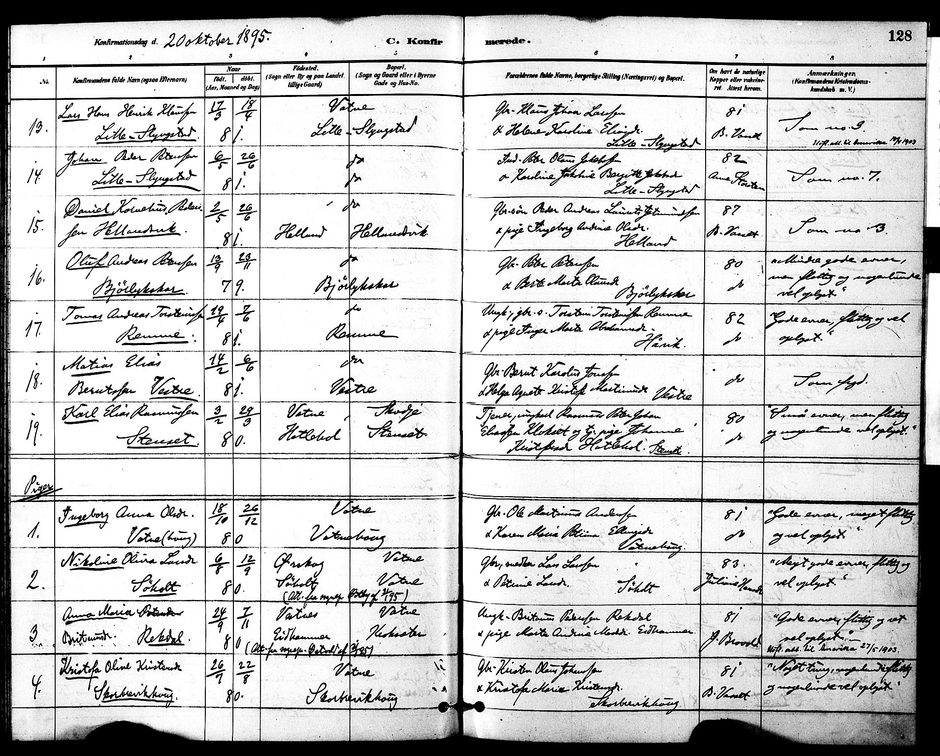 Ministerialprotokoller, klokkerbøker og fødselsregistre - Møre og Romsdal, SAT/A-1454/525/L0374: Parish register (official) no. 525A04, 1880-1899, p. 128