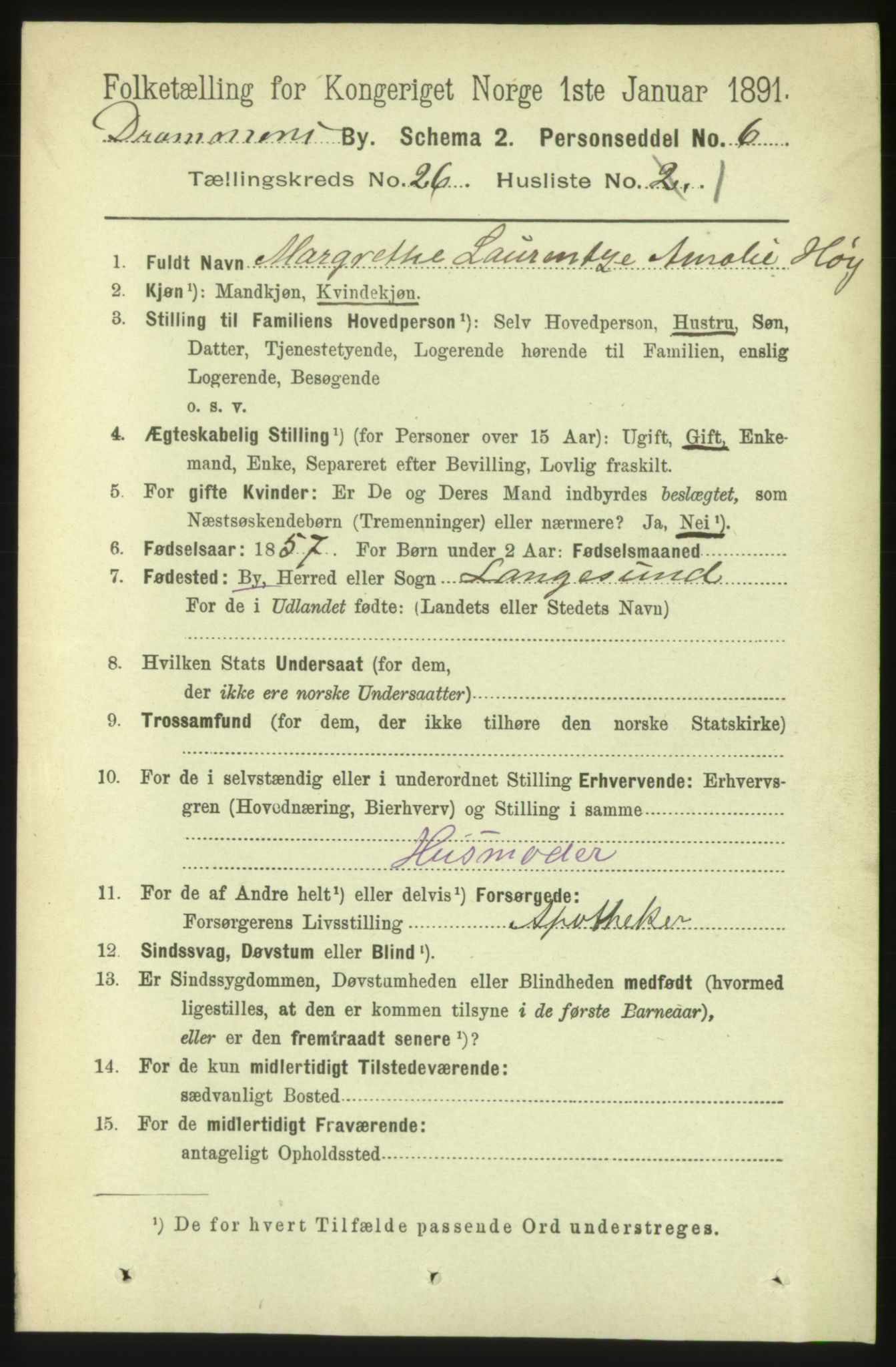 RA, 1891 census for 0602 Drammen, 1891, p. 15796