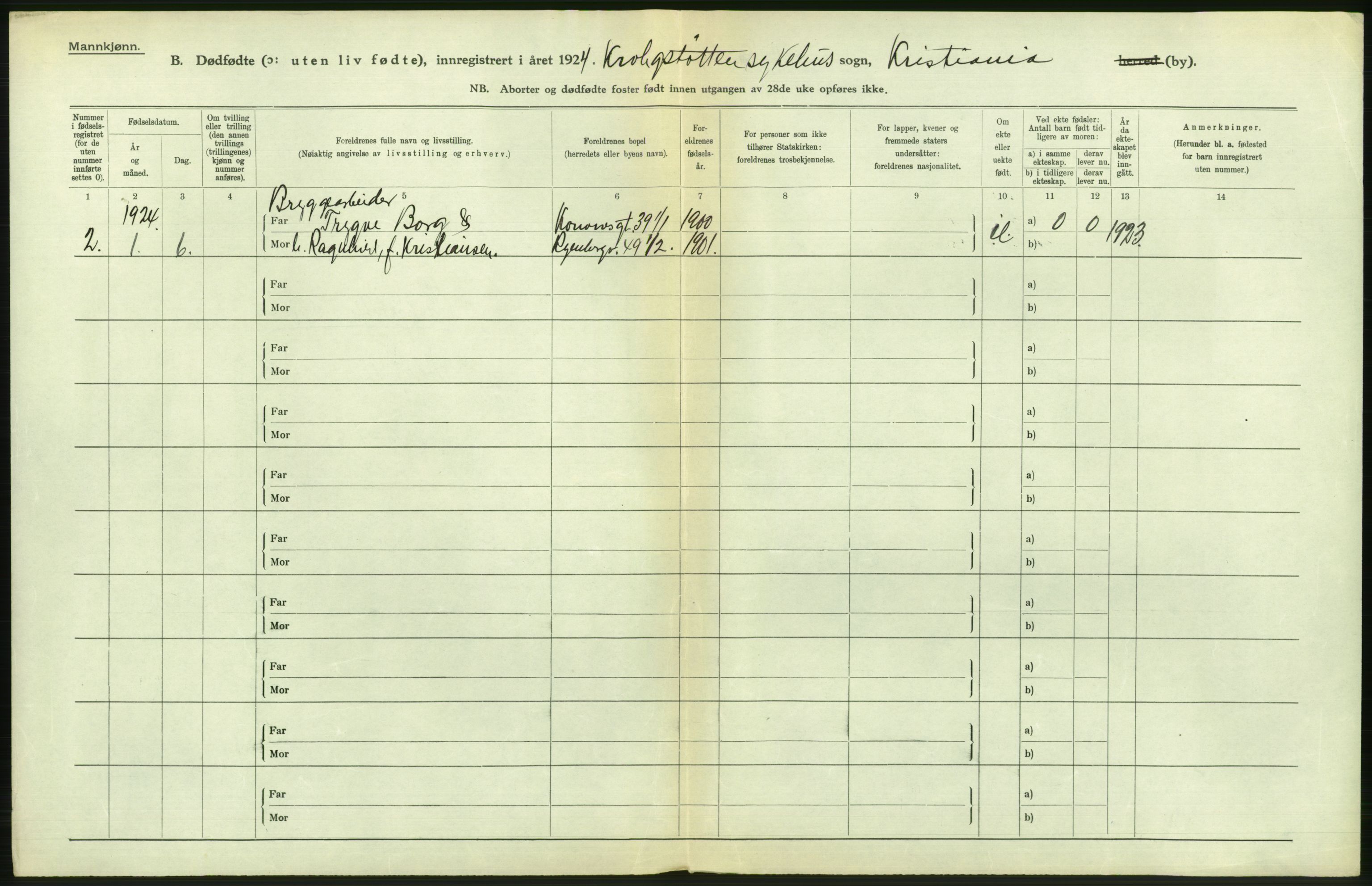 Statistisk sentralbyrå, Sosiodemografiske emner, Befolkning, AV/RA-S-2228/D/Df/Dfc/Dfcd/L0009: Kristiania: Døde kvinner, dødfødte, 1924, p. 680