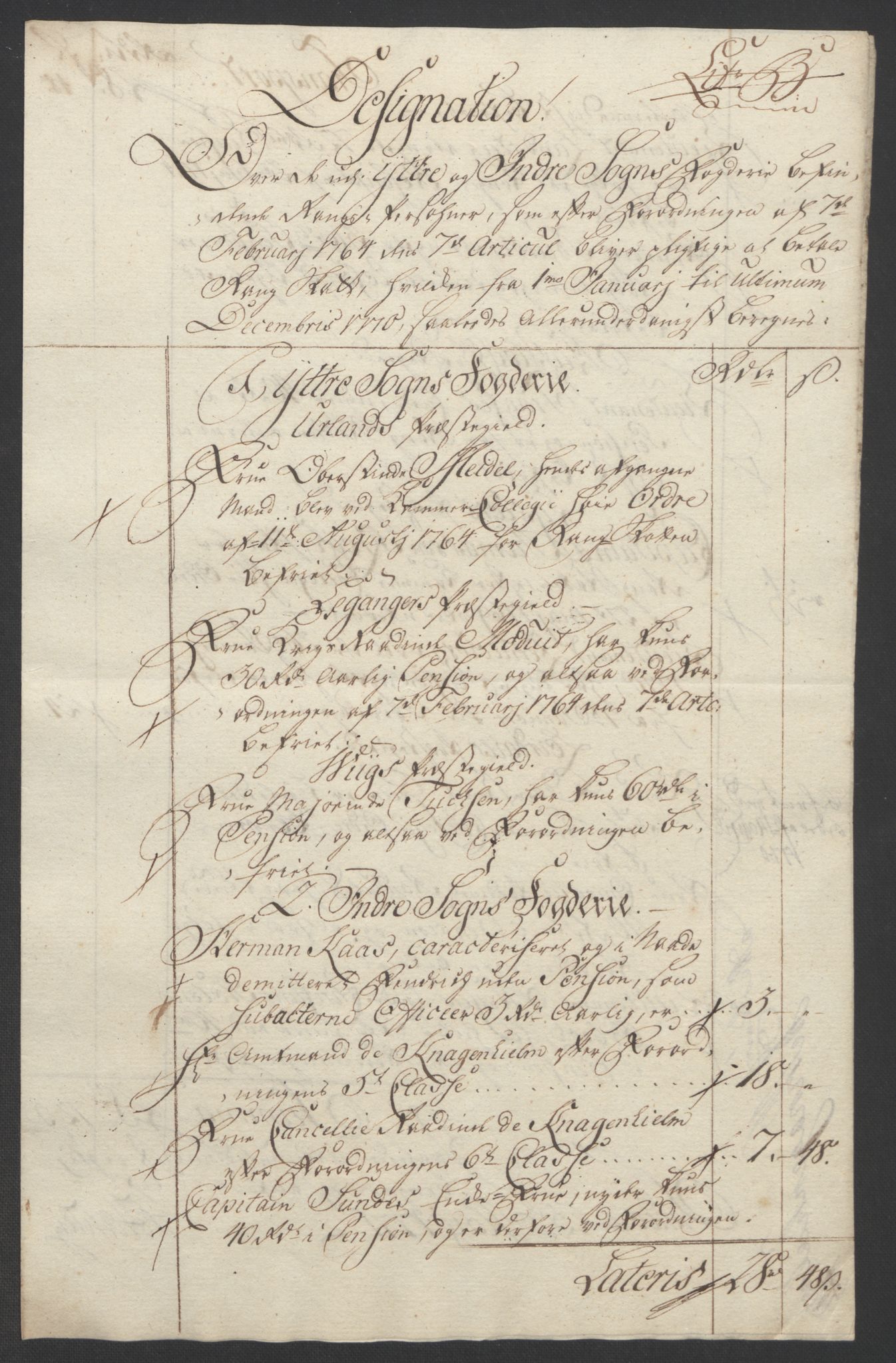 Rentekammeret inntil 1814, Realistisk ordnet avdeling, RA/EA-4070/Ol/L0018: [Gg 10]: Ekstraskatten, 23.09.1762. Sogn, 1762-1772, p. 271