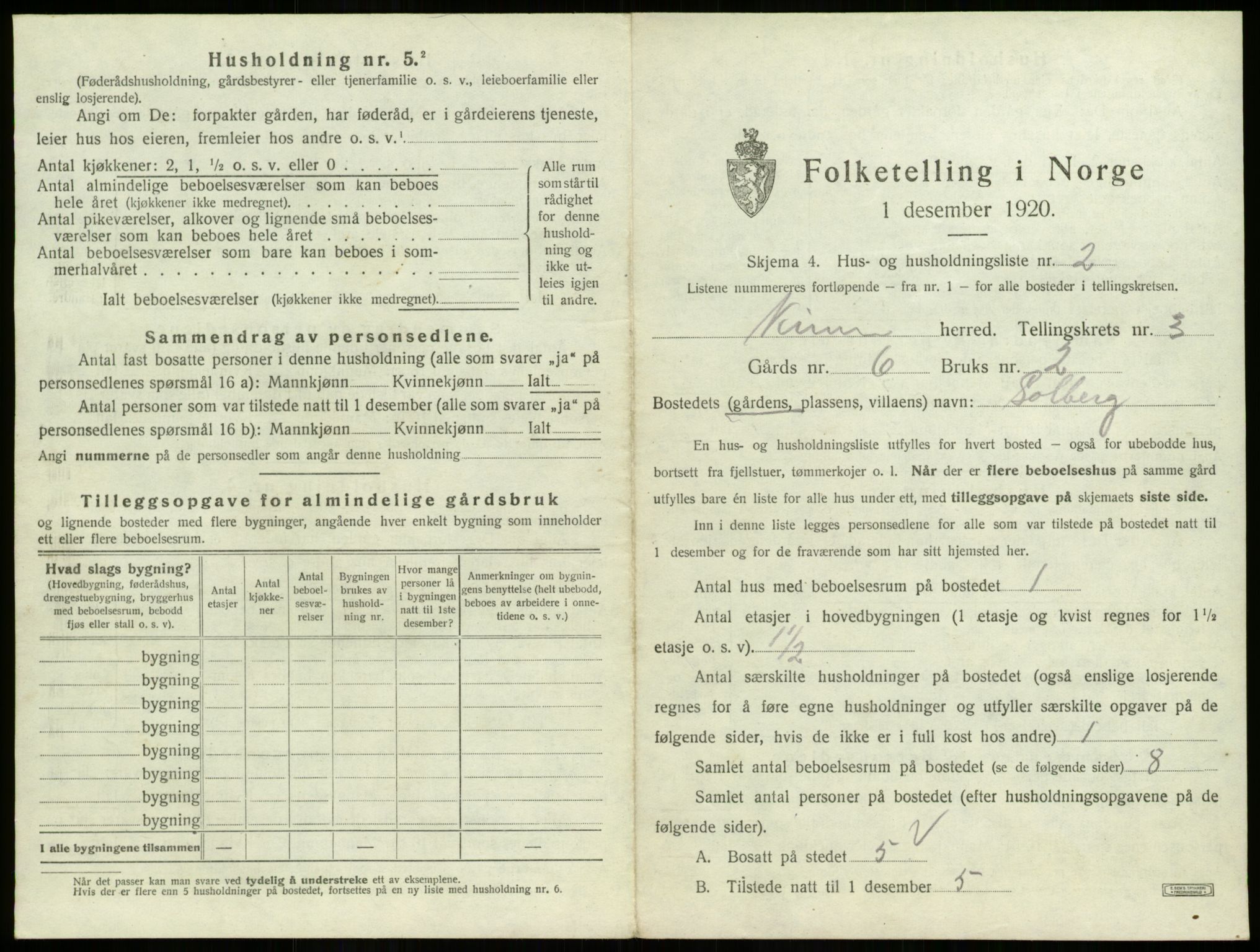 SAB, 1920 census for Kinn, 1920, p. 174