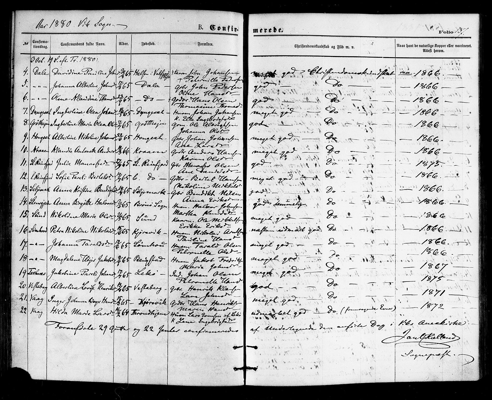 Ministerialprotokoller, klokkerbøker og fødselsregistre - Nordland, AV/SAT-A-1459/812/L0177: Parish register (official) no. 812A06, 1875-1885, p. 137