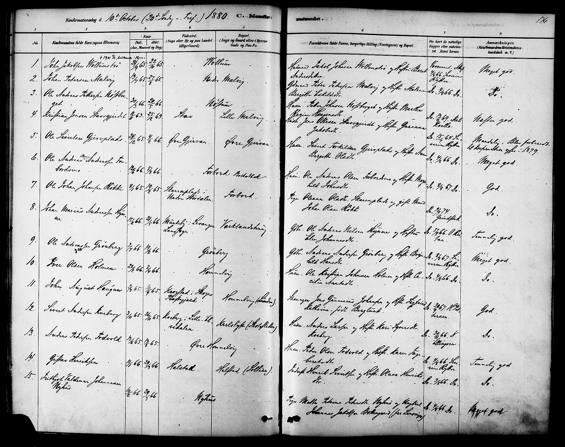 Ministerialprotokoller, klokkerbøker og fødselsregistre - Sør-Trøndelag, SAT/A-1456/616/L0410: Parish register (official) no. 616A07, 1878-1893, p. 136