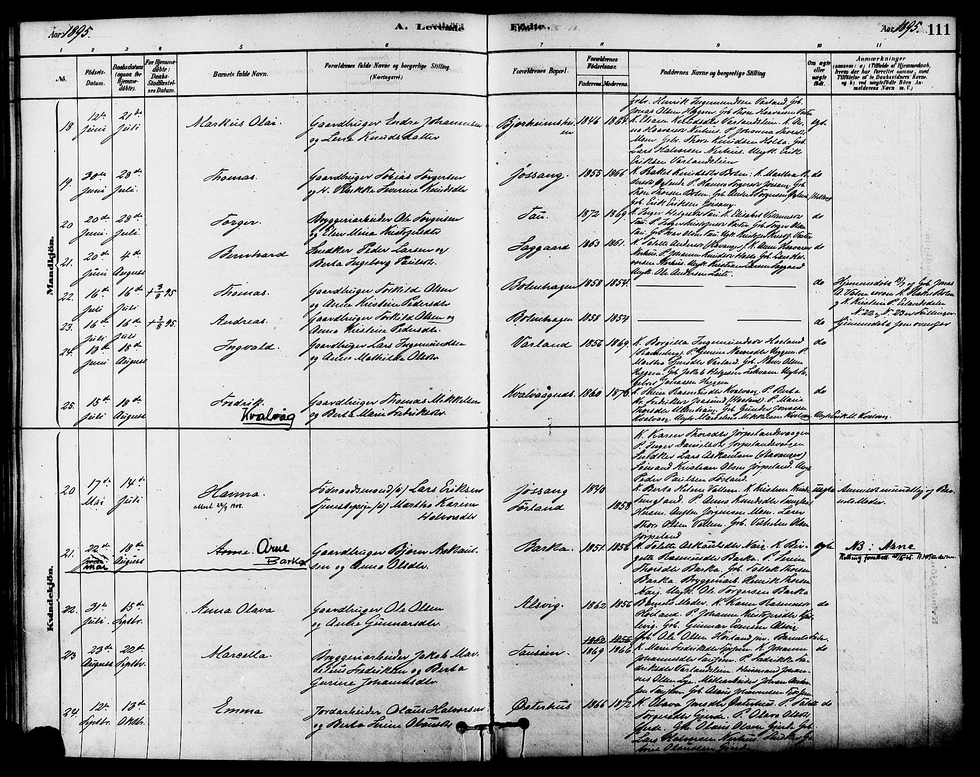 Strand sokneprestkontor, AV/SAST-A-101828/H/Ha/Haa/L0009: Parish register (official) no. A 9, 1877-1908, p. 111