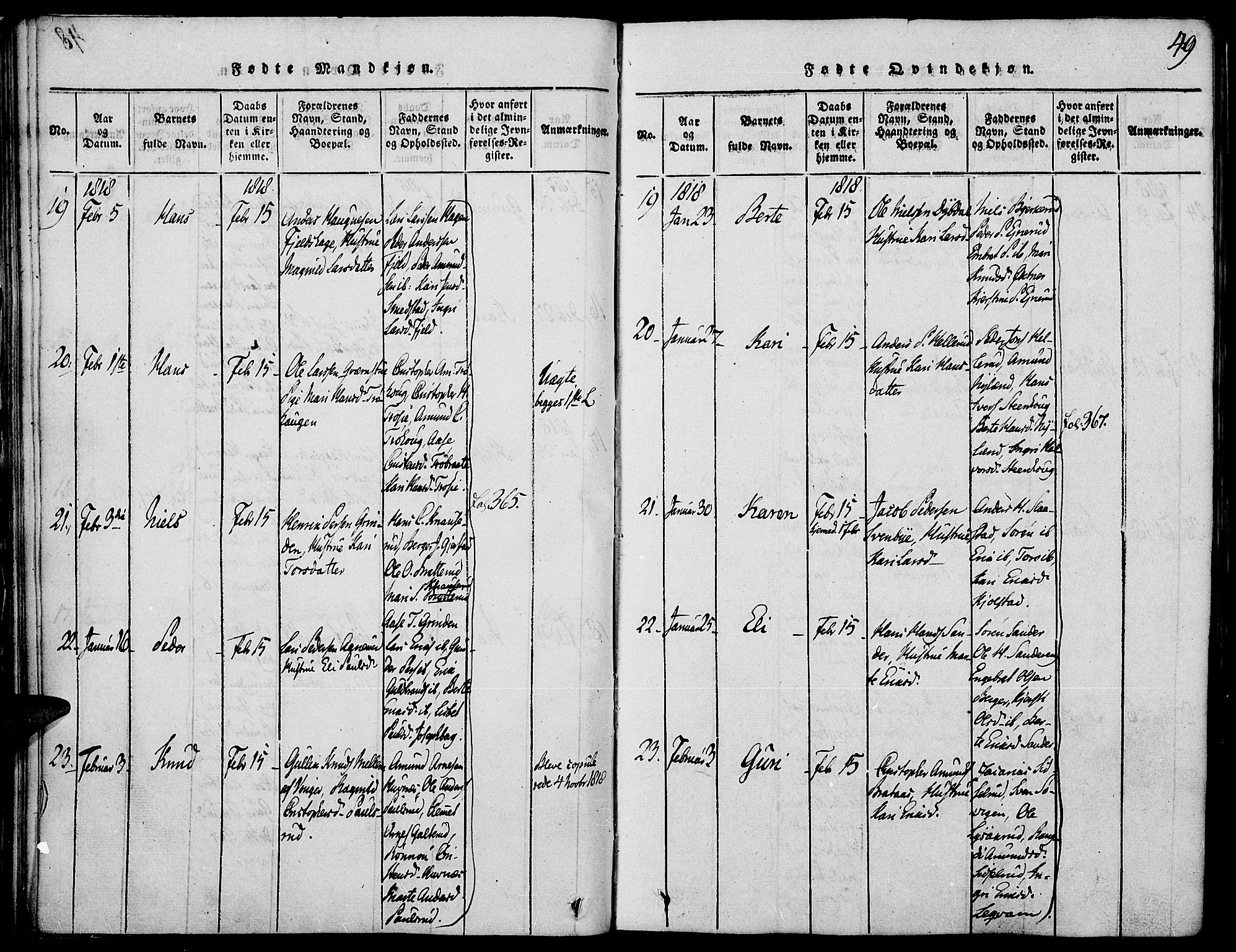 Strøm-Odalen prestekontor, SAH/PREST-028/H/Ha/Haa/L0006: Parish register (official) no. 6, 1814-1850, p. 49