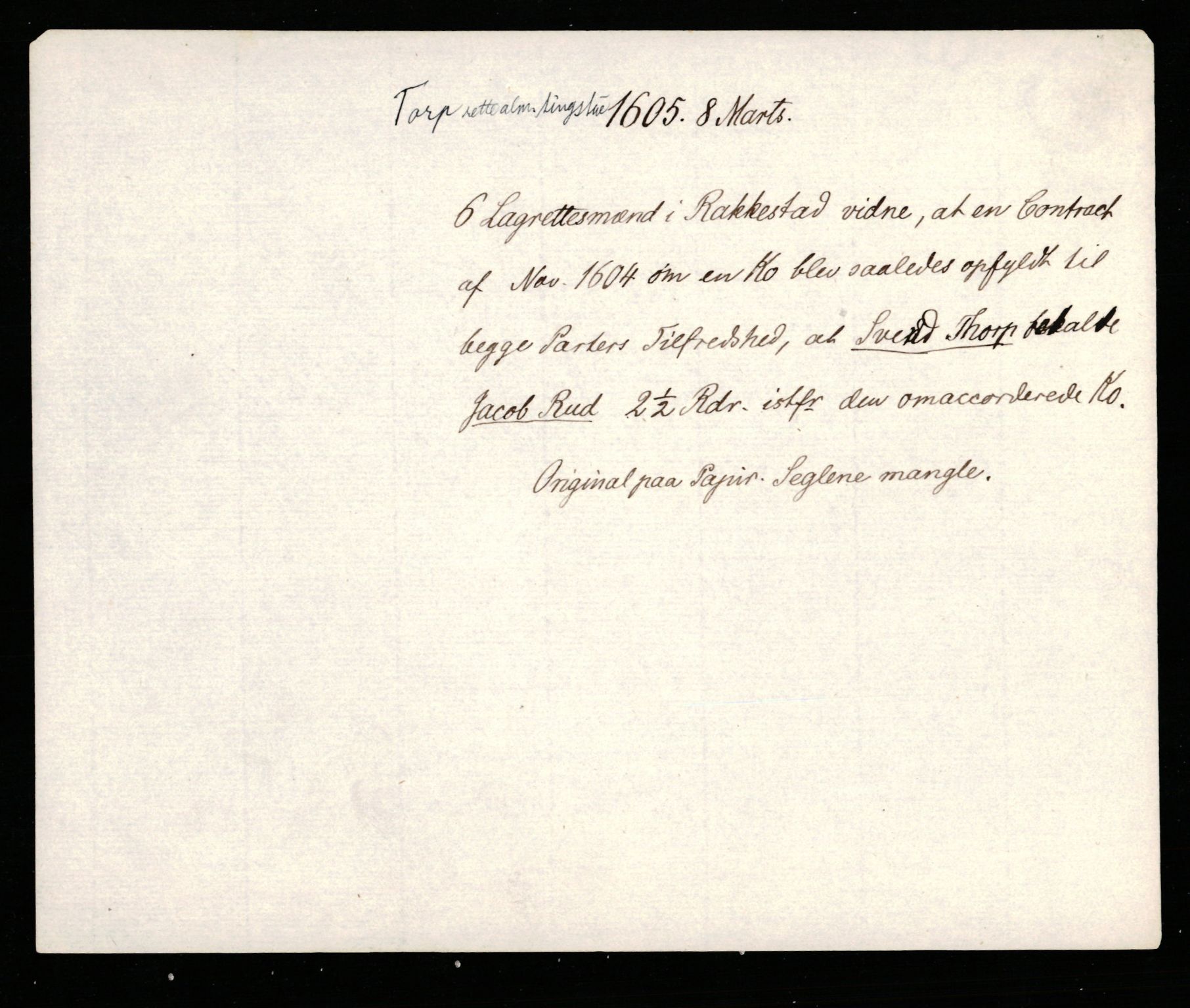 Riksarkivets diplomsamling, AV/RA-EA-5965/F35/F35b/L0005: Riksarkivets diplomer, seddelregister, 1601-1612, p. 323