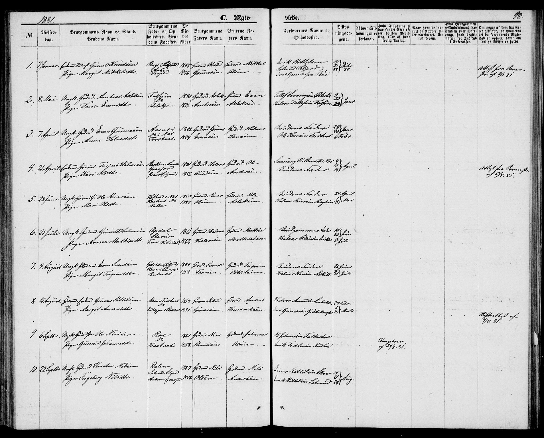 Bø kirkebøker, SAKO/A-257/G/Ga/L0004: Parish register (copy) no. 4, 1876-1882, p. 98