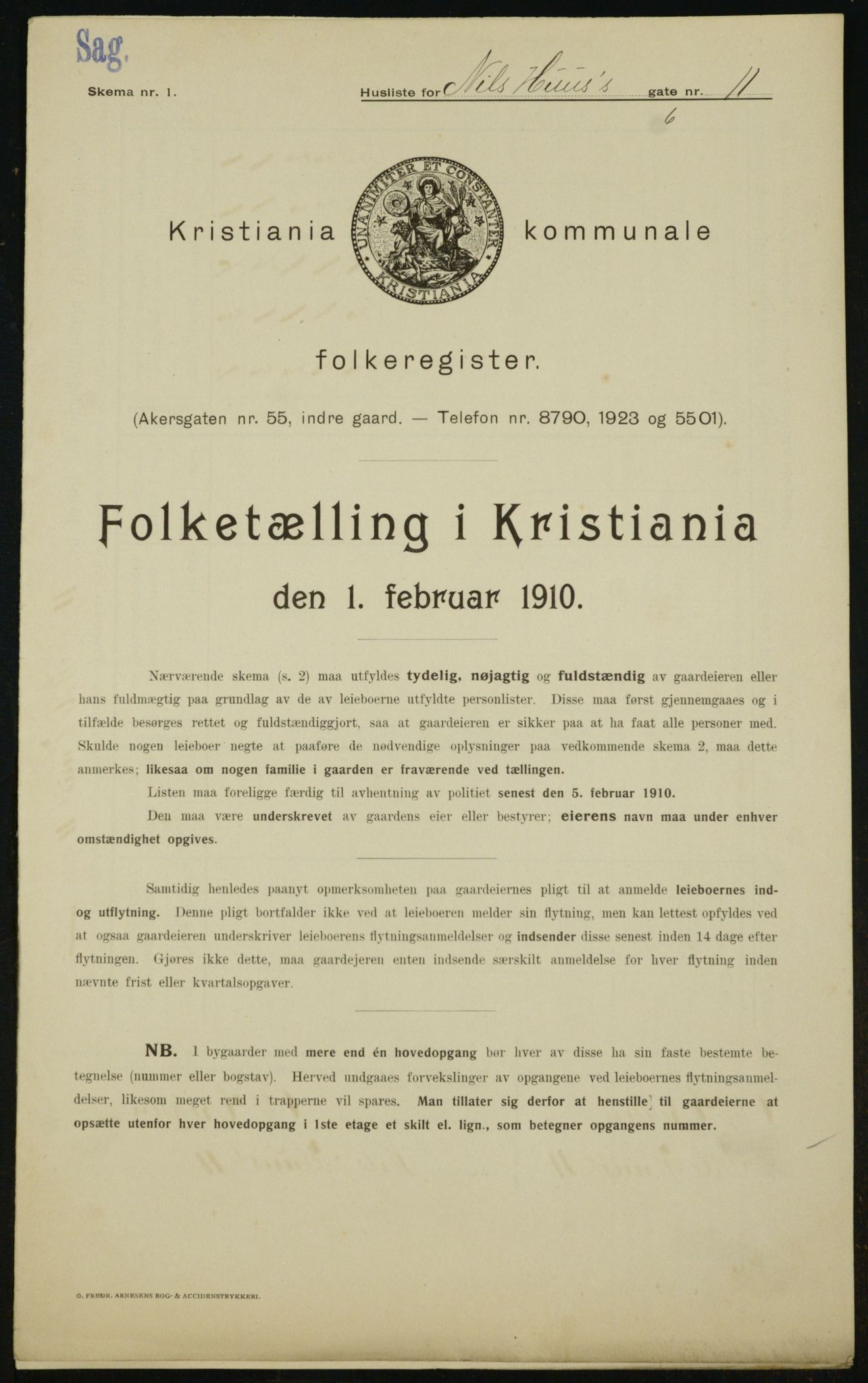 OBA, Municipal Census 1910 for Kristiania, 1910, p. 68564