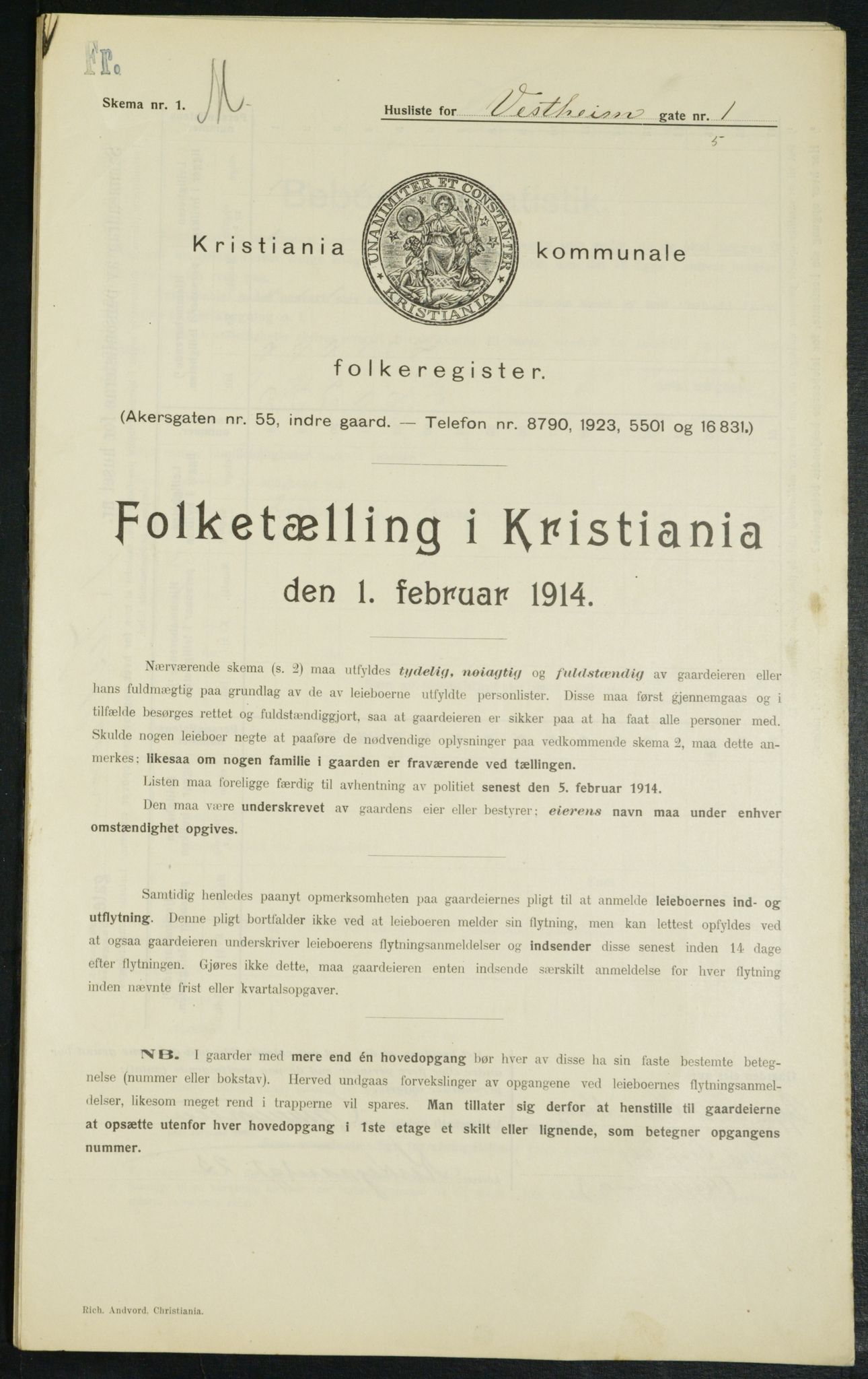 OBA, Municipal Census 1914 for Kristiania, 1914, p. 123476