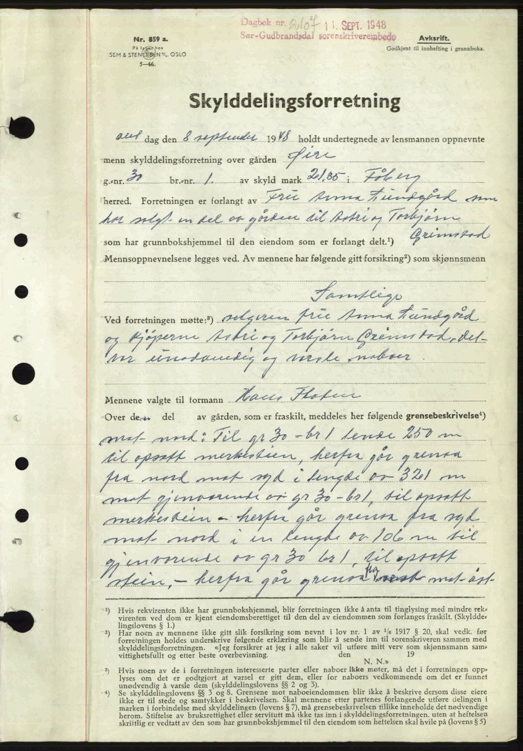 Sør-Gudbrandsdal tingrett, AV/SAH-TING-004/H/Hb/Hbd/L0023: Mortgage book no. A23, 1948-1948, Diary no: : 2107/1948