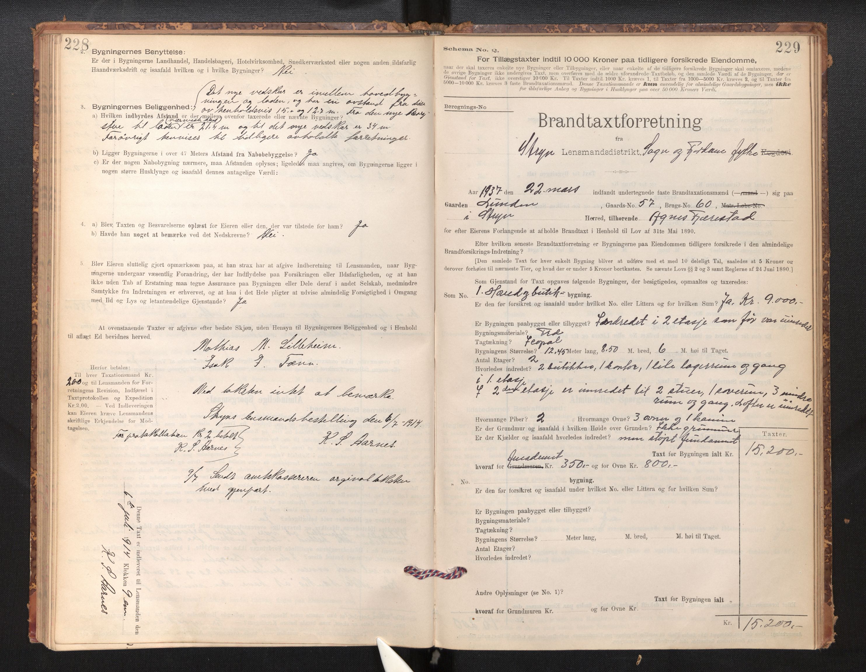Lensmannen i Stryn og Innvik, SAB/A-30201/0012/L0002: Branntakstprotokoll, skjematakst, 1894-1942, p. 228-229