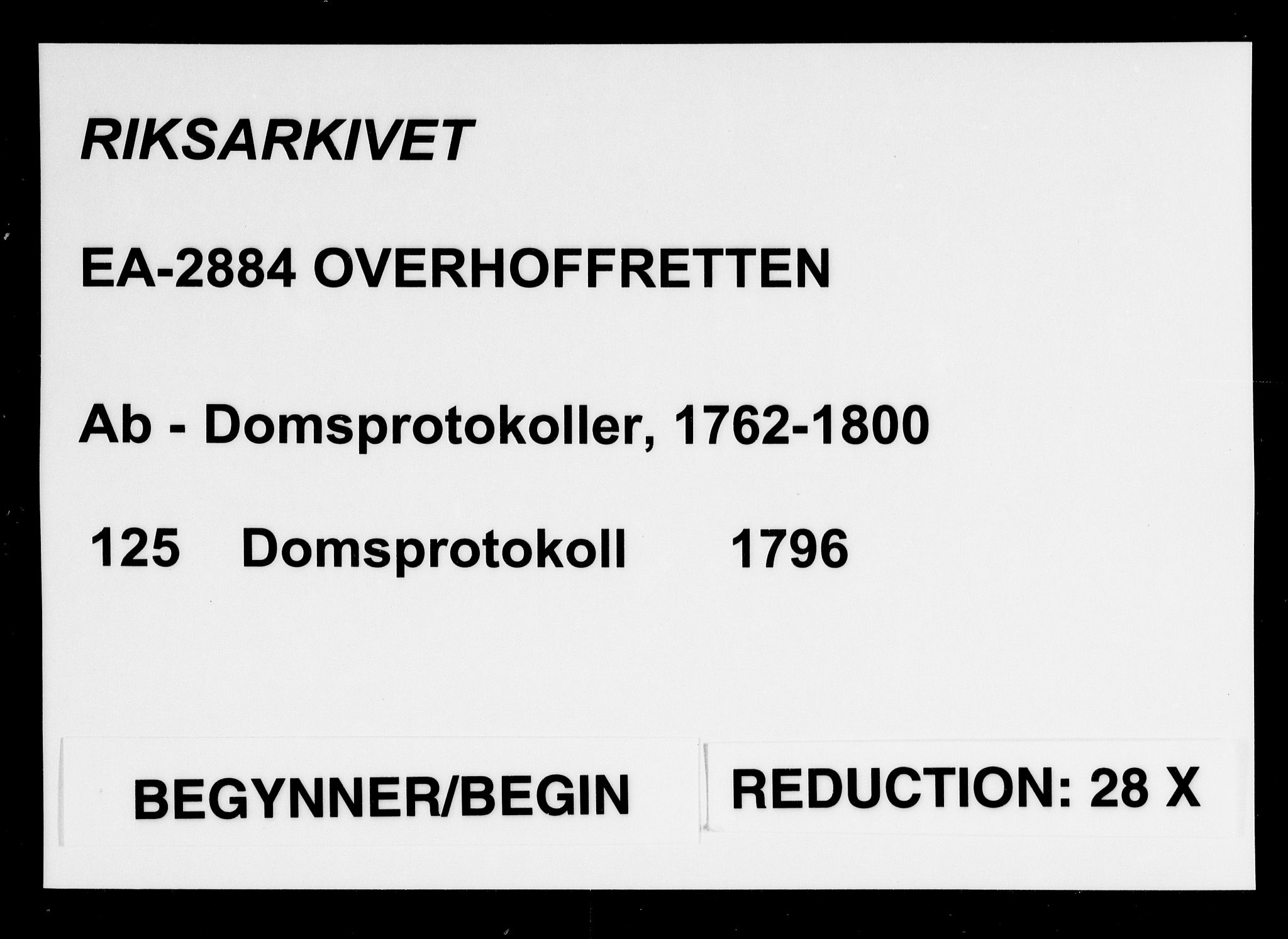 Overhoffretten 1667-1797, AV/RA-EA-2884/Ab/L0125: Domsprotokoll, 1796