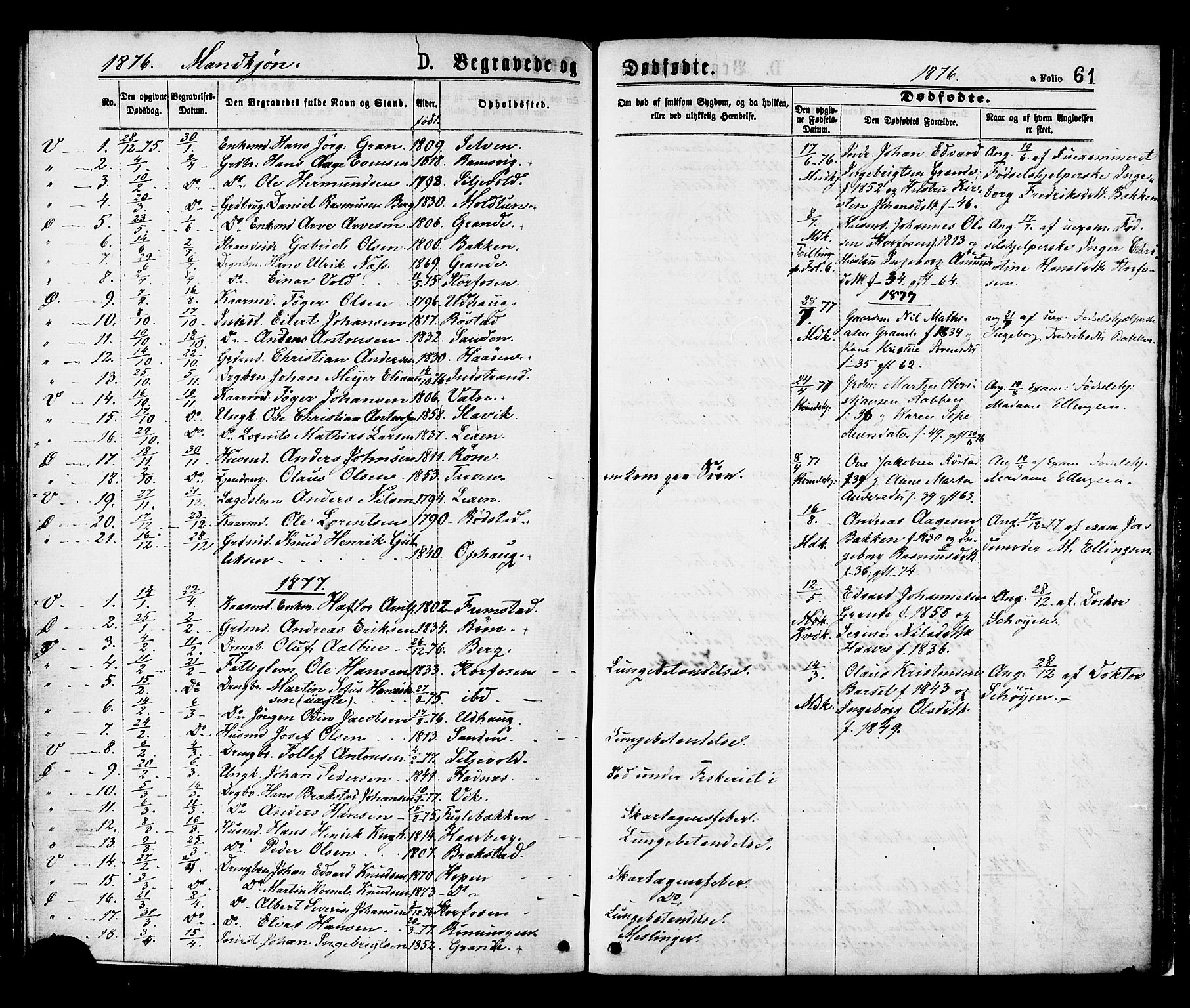 Ministerialprotokoller, klokkerbøker og fødselsregistre - Sør-Trøndelag, SAT/A-1456/659/L0738: Parish register (official) no. 659A08, 1876-1878, p. 61