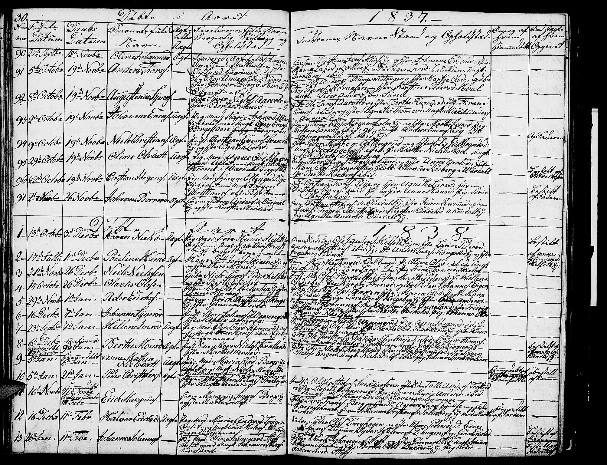 Nes prestekontor, Hedmark, SAH/PREST-020/L/La/L0004: Parish register (copy) no. 4, 1832-1861, p. 30