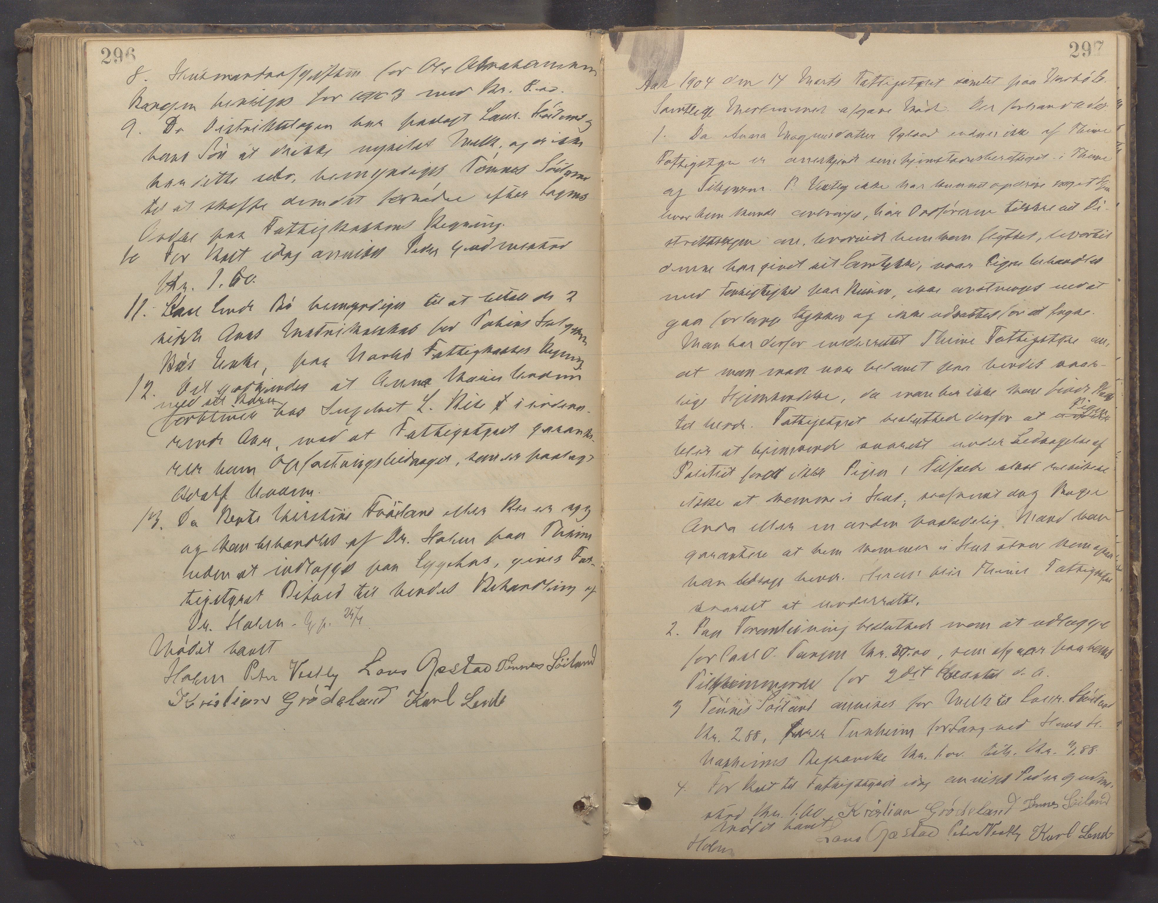 Nærbø kommune- Fattigkommisjon/Fattigstyret/Forsorgstyret, IKAR/K-101038/A/L0002: Møtebok, 1891-1919, p. 296-297