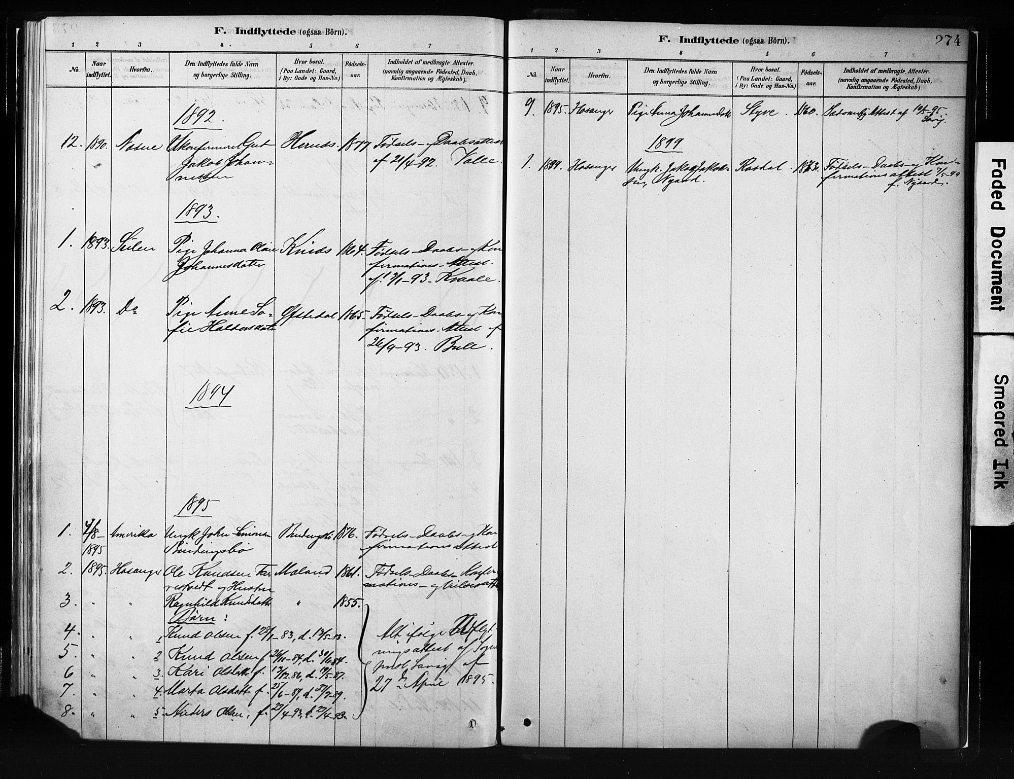 Evanger sokneprestembete, SAB/A-99924: Parish register (official) no. A 1, 1877-1899, p. 274