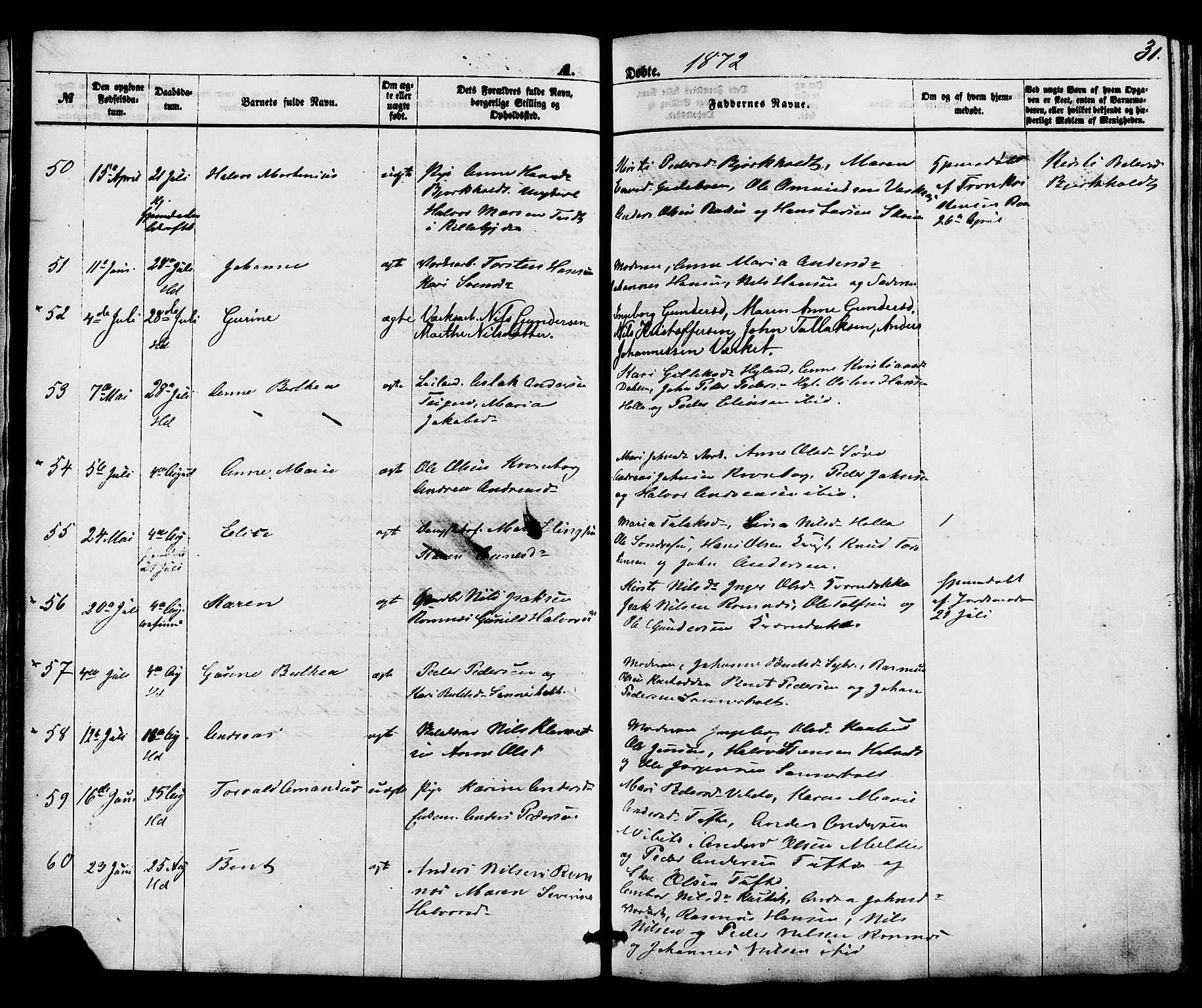 Holla kirkebøker, AV/SAKO-A-272/F/Fa/L0007: Parish register (official) no. 7, 1869-1881, p. 31