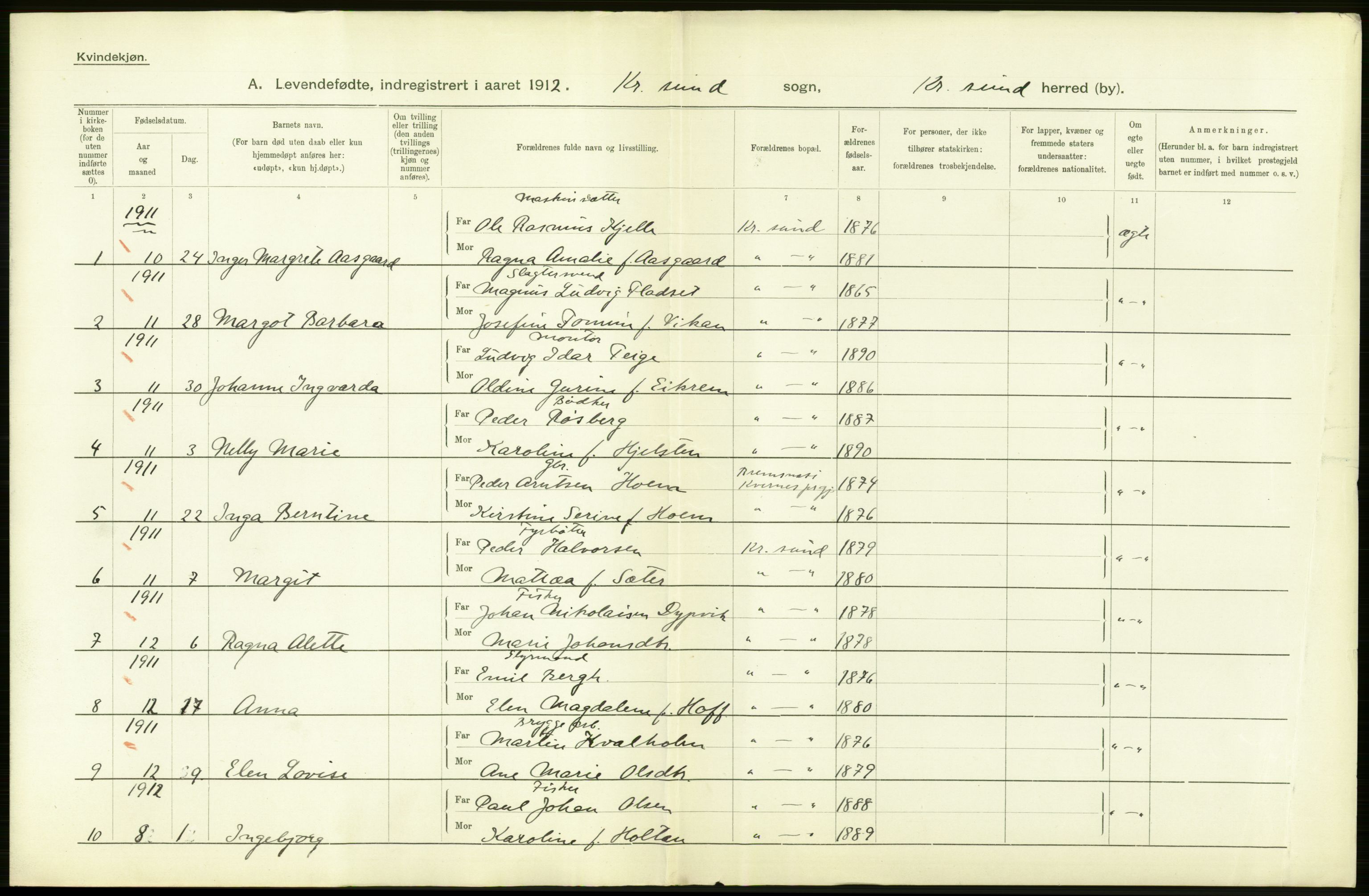 Statistisk sentralbyrå, Sosiodemografiske emner, Befolkning, AV/RA-S-2228/D/Df/Dfb/Dfbb/L0038: Romsdals amt: Levendefødte menn og kvinner. Bygder og byer samt gifte. Bygder og byer., 1912, p. 46