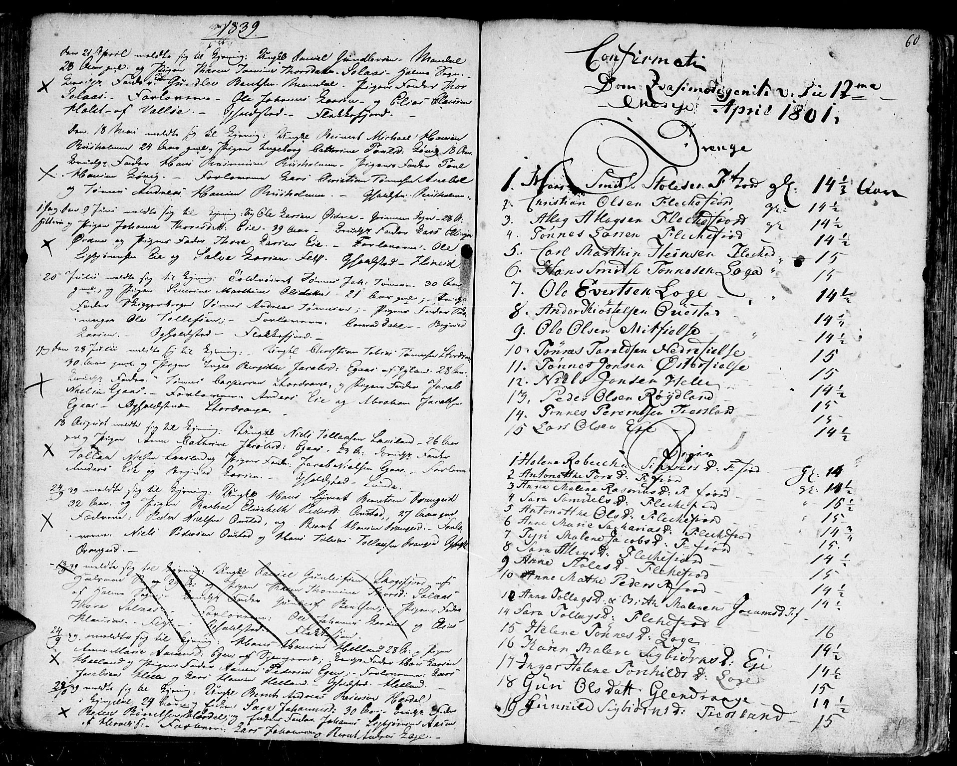 Flekkefjord sokneprestkontor, SAK/1111-0012/F/Fb/Fbc/L0002: Parish register (copy) no. B 2, 1801-1816, p. 60