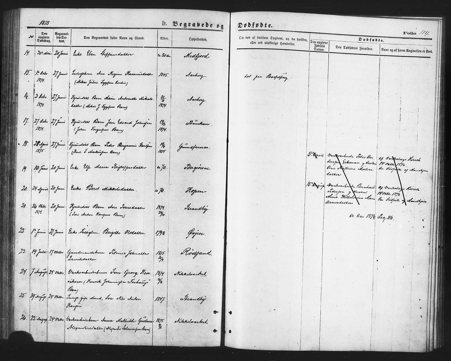 Berg sokneprestkontor, AV/SATØ-S-1318/G/Ga/Gaa/L0003kirke: Parish register (official) no. 3, 1872-1879, p. 114