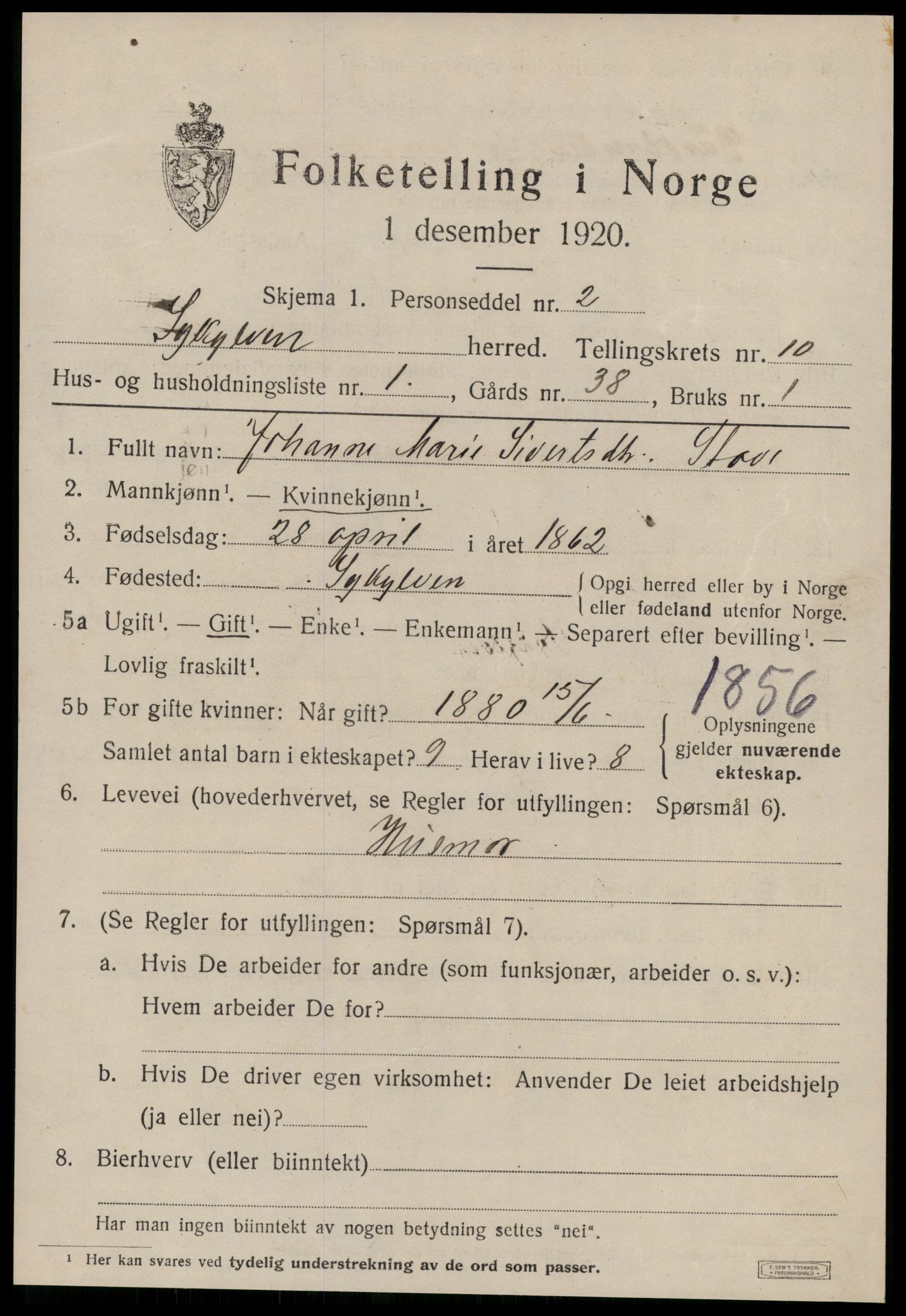 SAT, 1920 census for Sykkylven, 1920, p. 4967